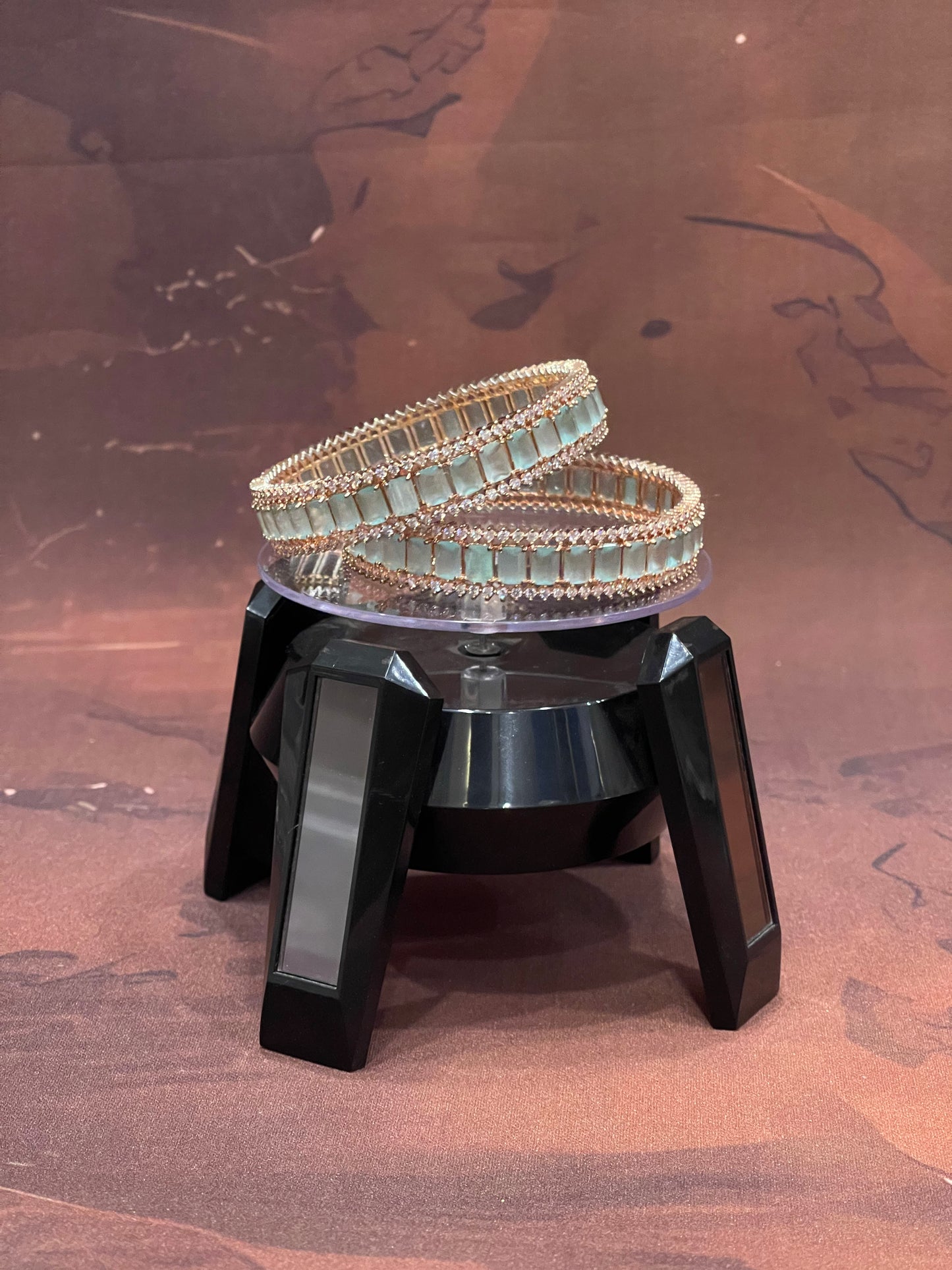 Mint Green Kundan Bangles