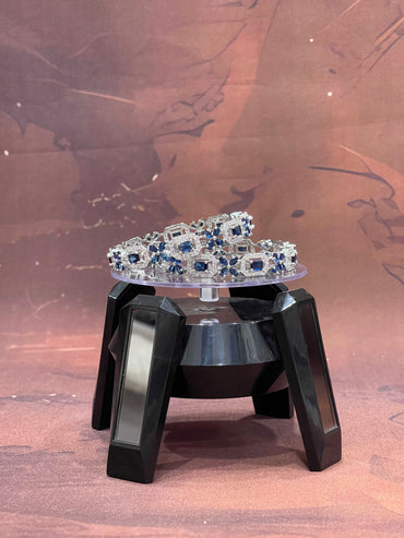 Silver Bangles with Blue Stones