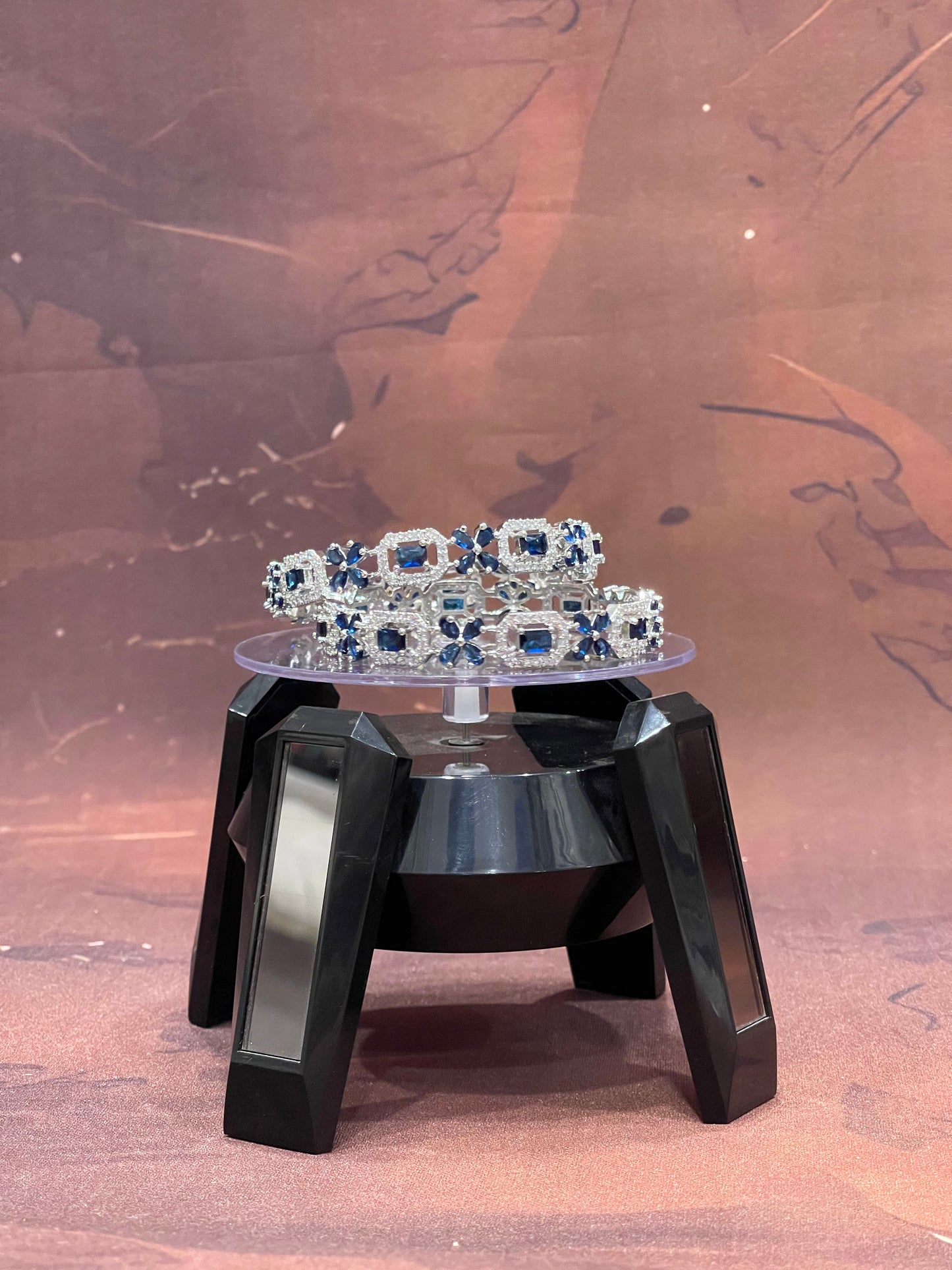 Silver Bangles with Blue Stones