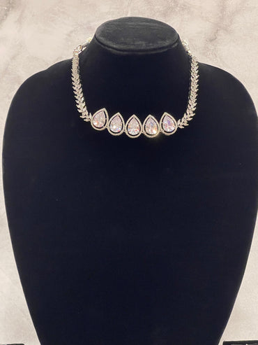 Crystal Drop Choker Necklace Set