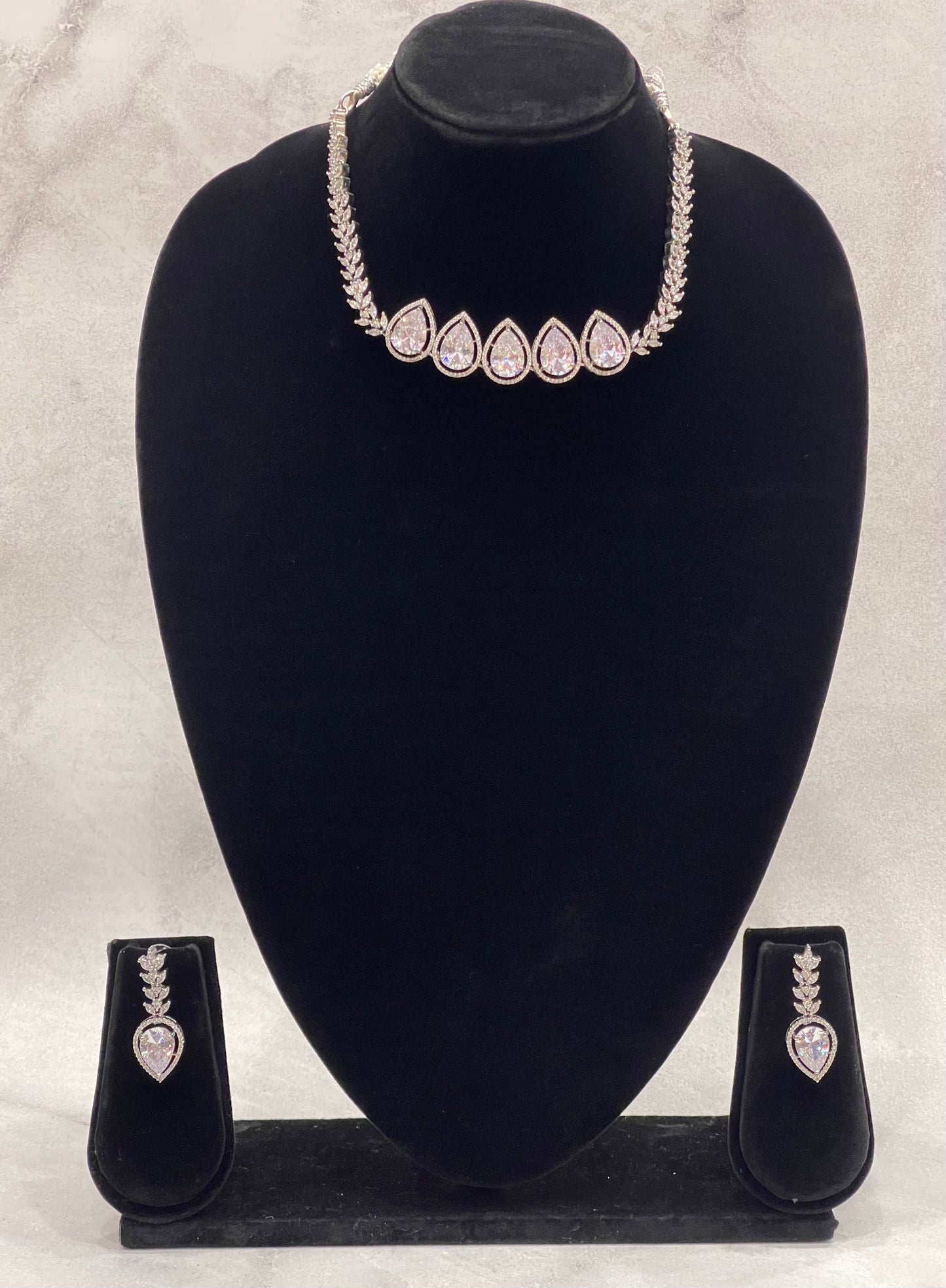 Crystal Drop Choker Necklace Set