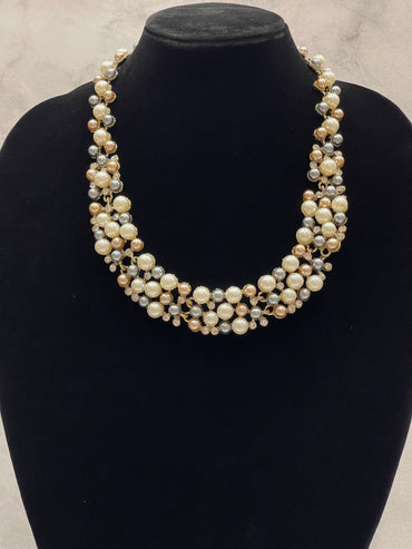 Classic Pearl Cluster Necklace Set