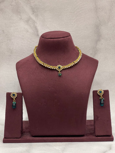 Teal Drop Kundan Choker