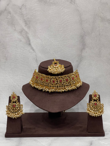 Regal Ruby Kundan Bridal Choker Set