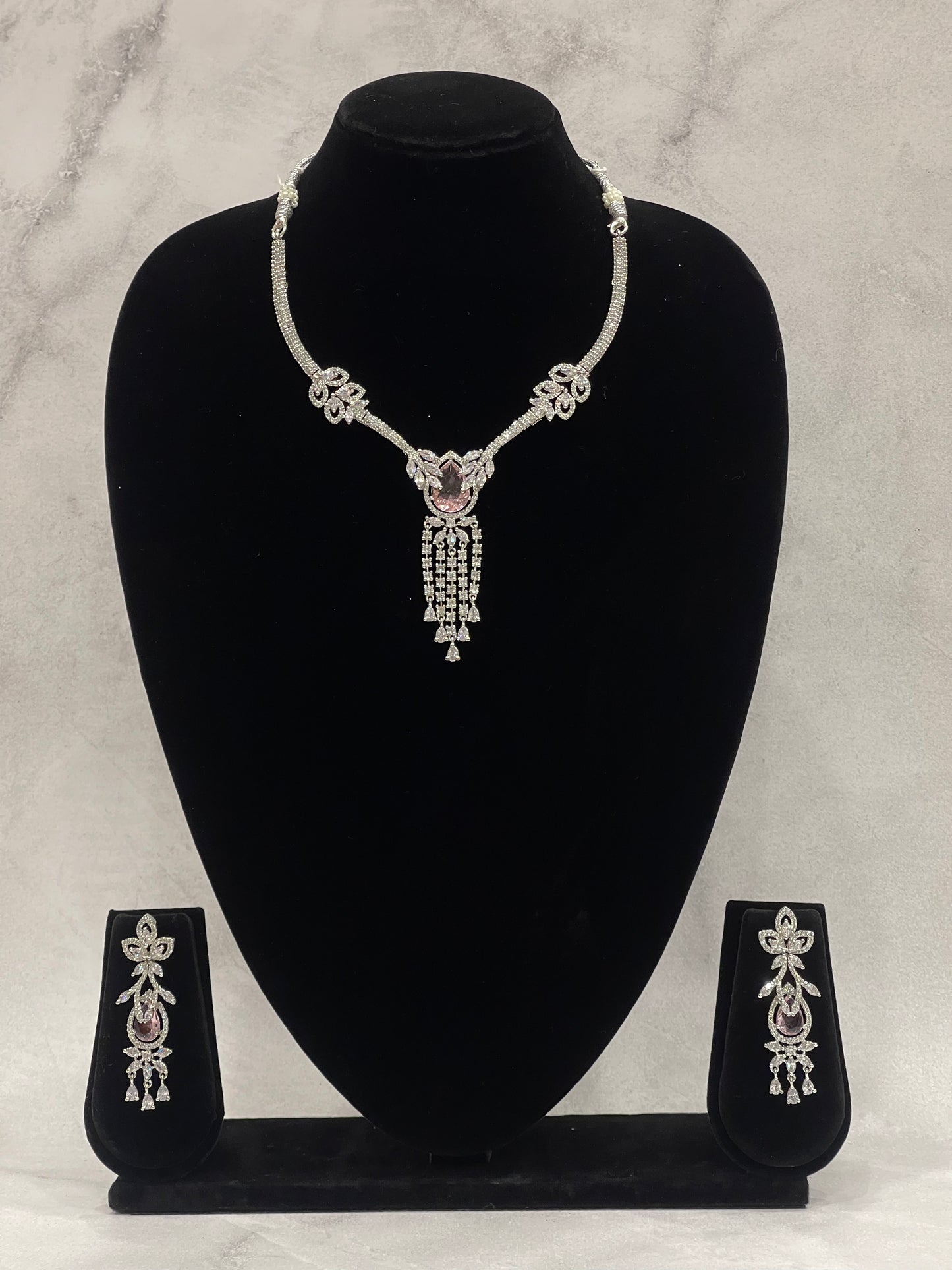 Crystal Cascade – Lavender Drop CZ Necklace