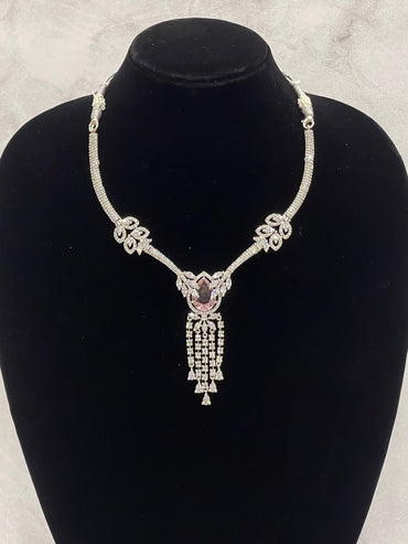 Crystal Cascade – Lavender Drop CZ Necklace