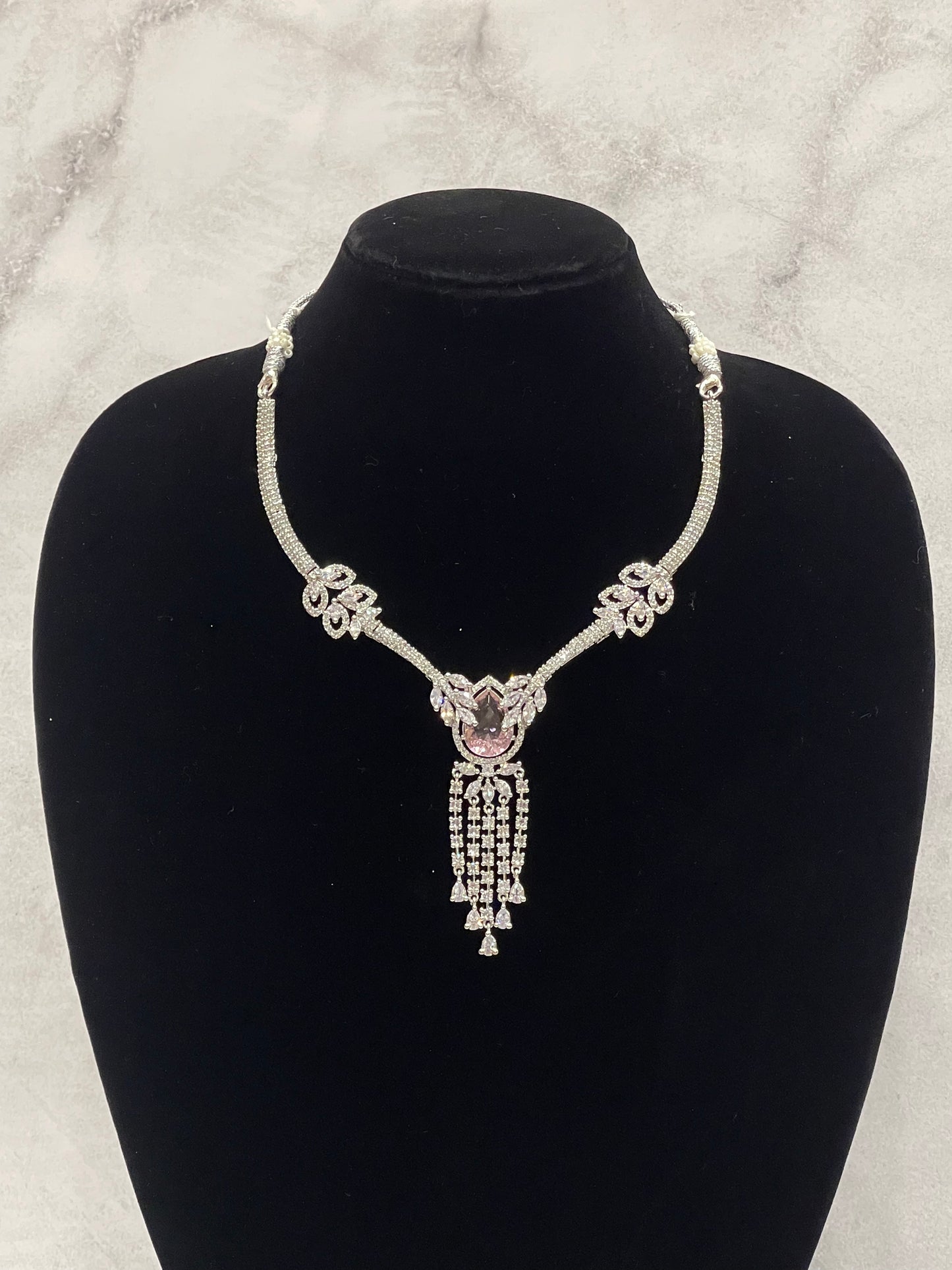Crystal Cascade – Lavender Drop CZ Necklace