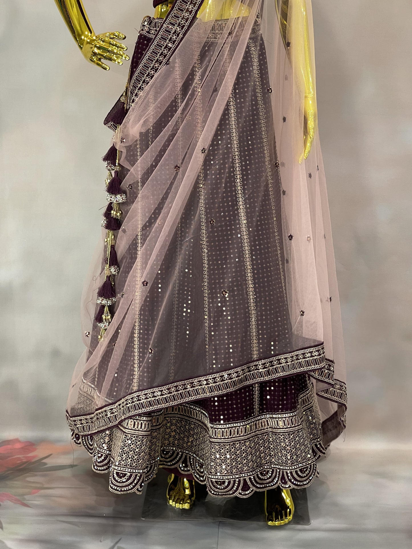 Plum Spark – Sequined Lehenga