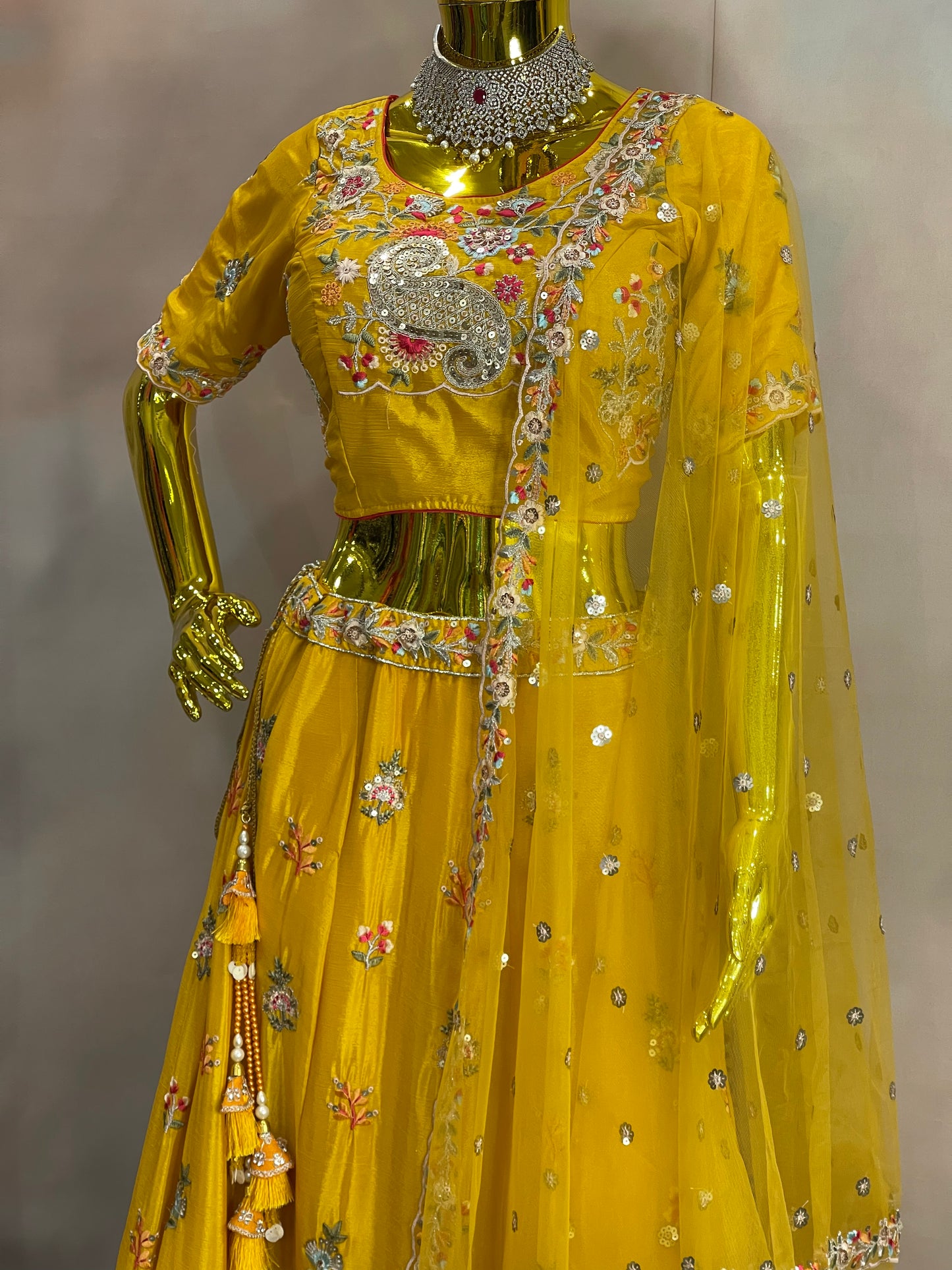 Golden Radiance – Yellow Floral Embroidered Lehenga set