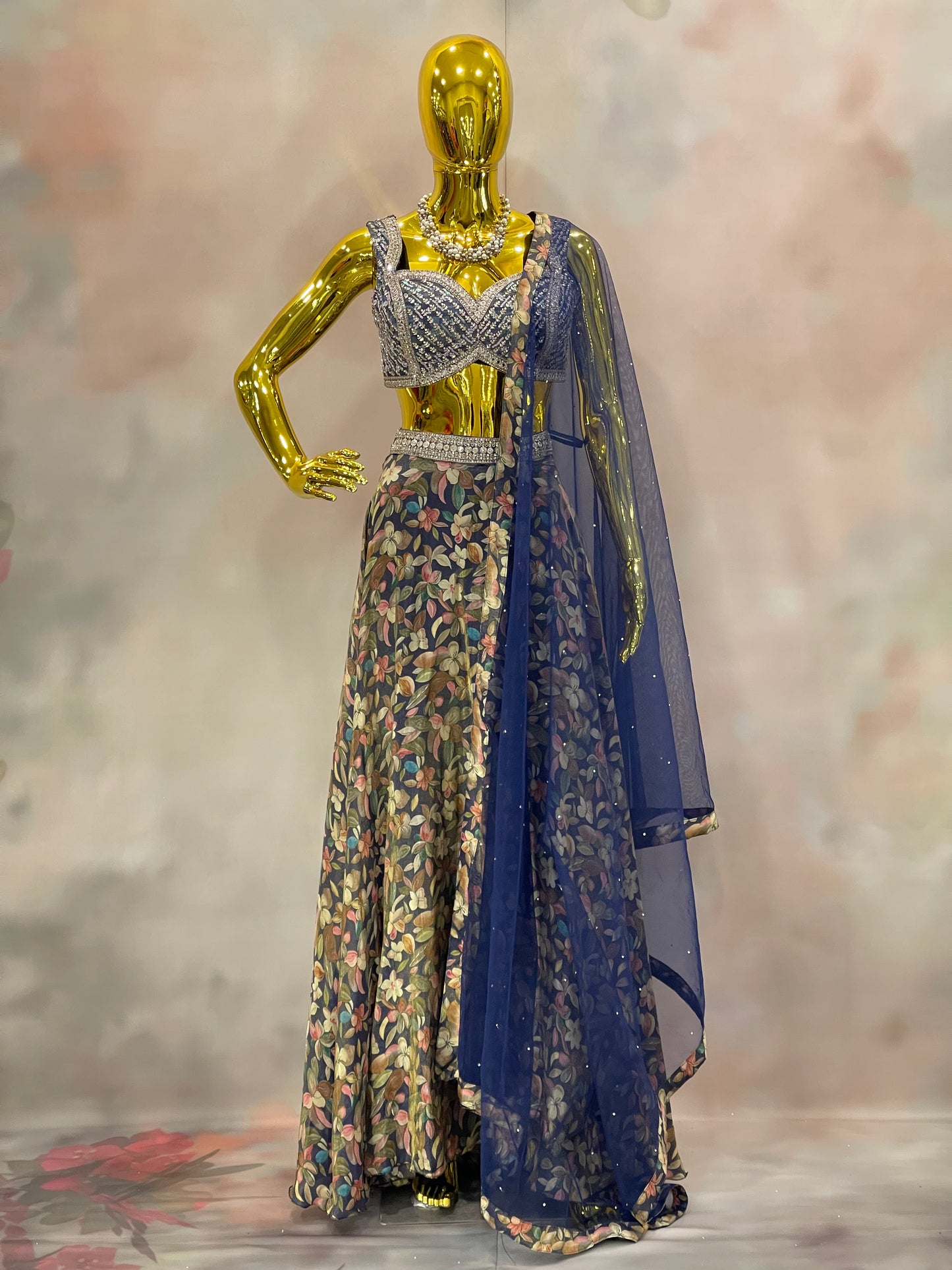 Midnight Garden Floral Lehenga