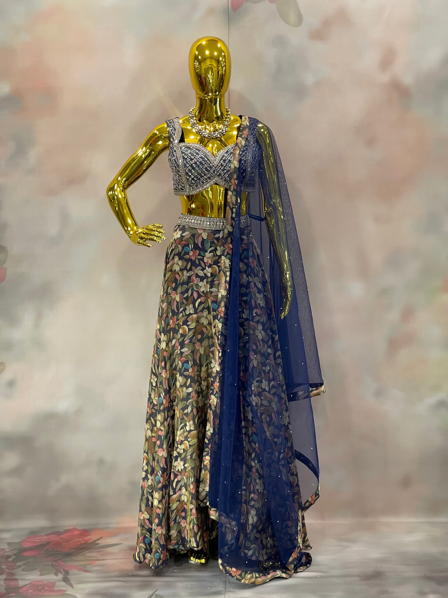Midnight Garden Floral Lehenga