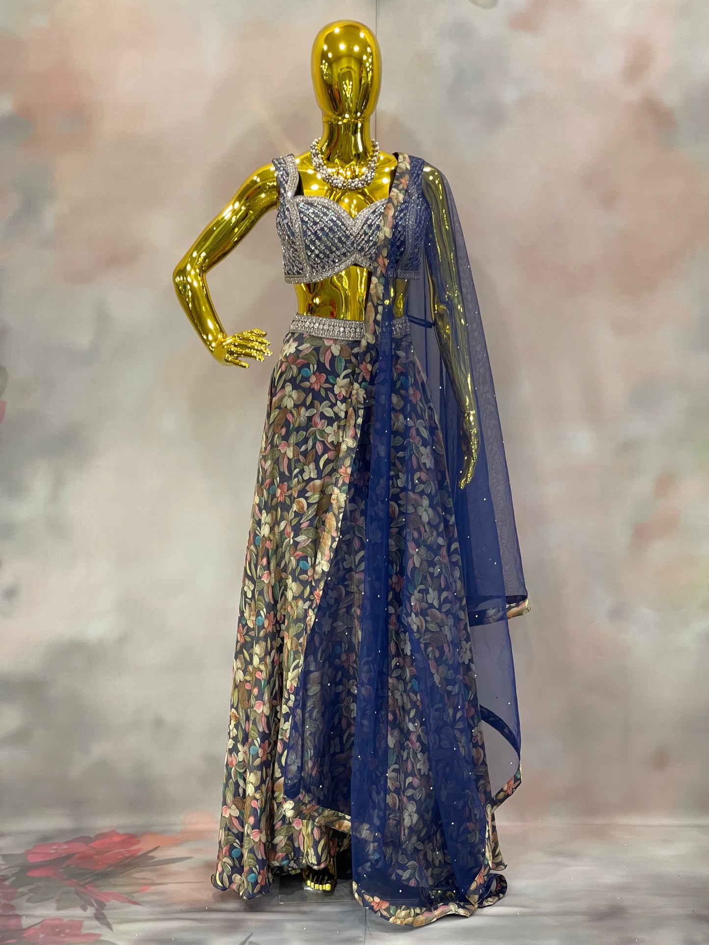 Midnight Garden Floral Lehenga