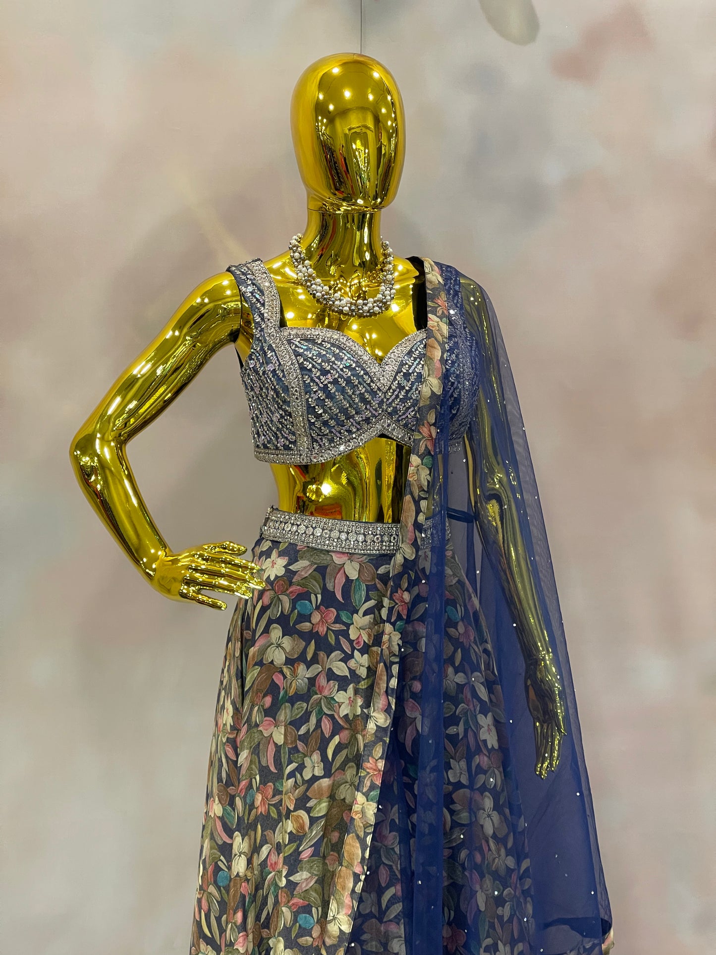Midnight Garden Floral Lehenga