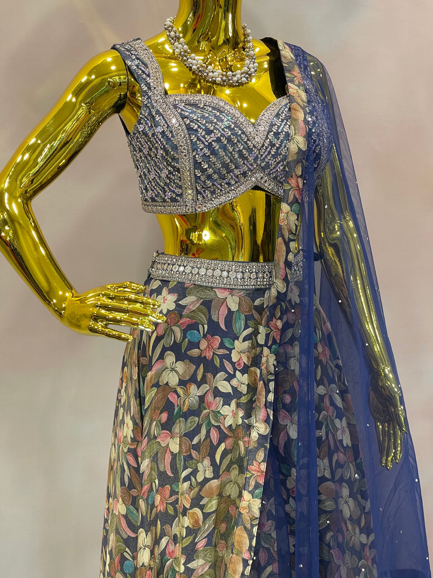 Midnight Garden Floral Lehenga