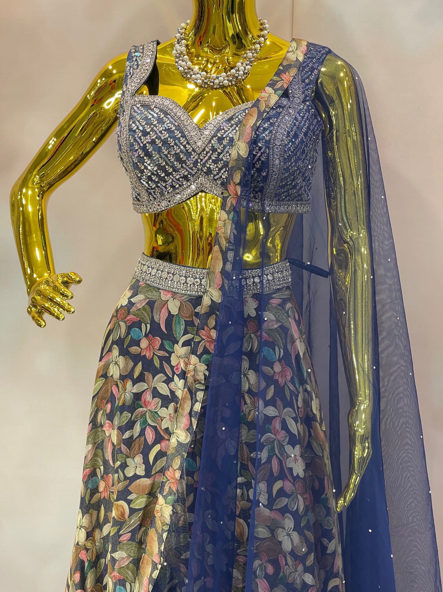 Midnight Garden Floral Lehenga