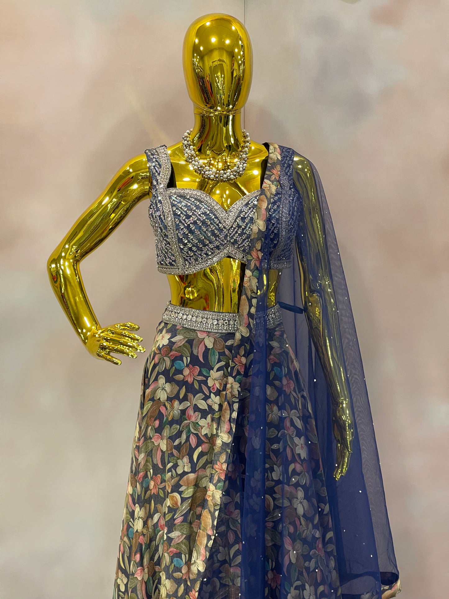 Midnight Garden Floral Lehenga