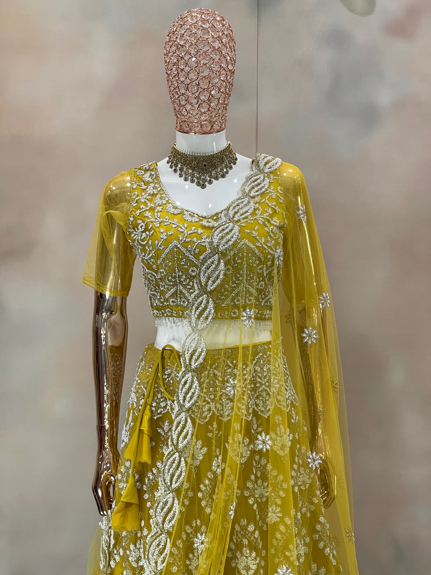 Sunshine Elegance – Mustard Yellow Embroidered Lehenga
