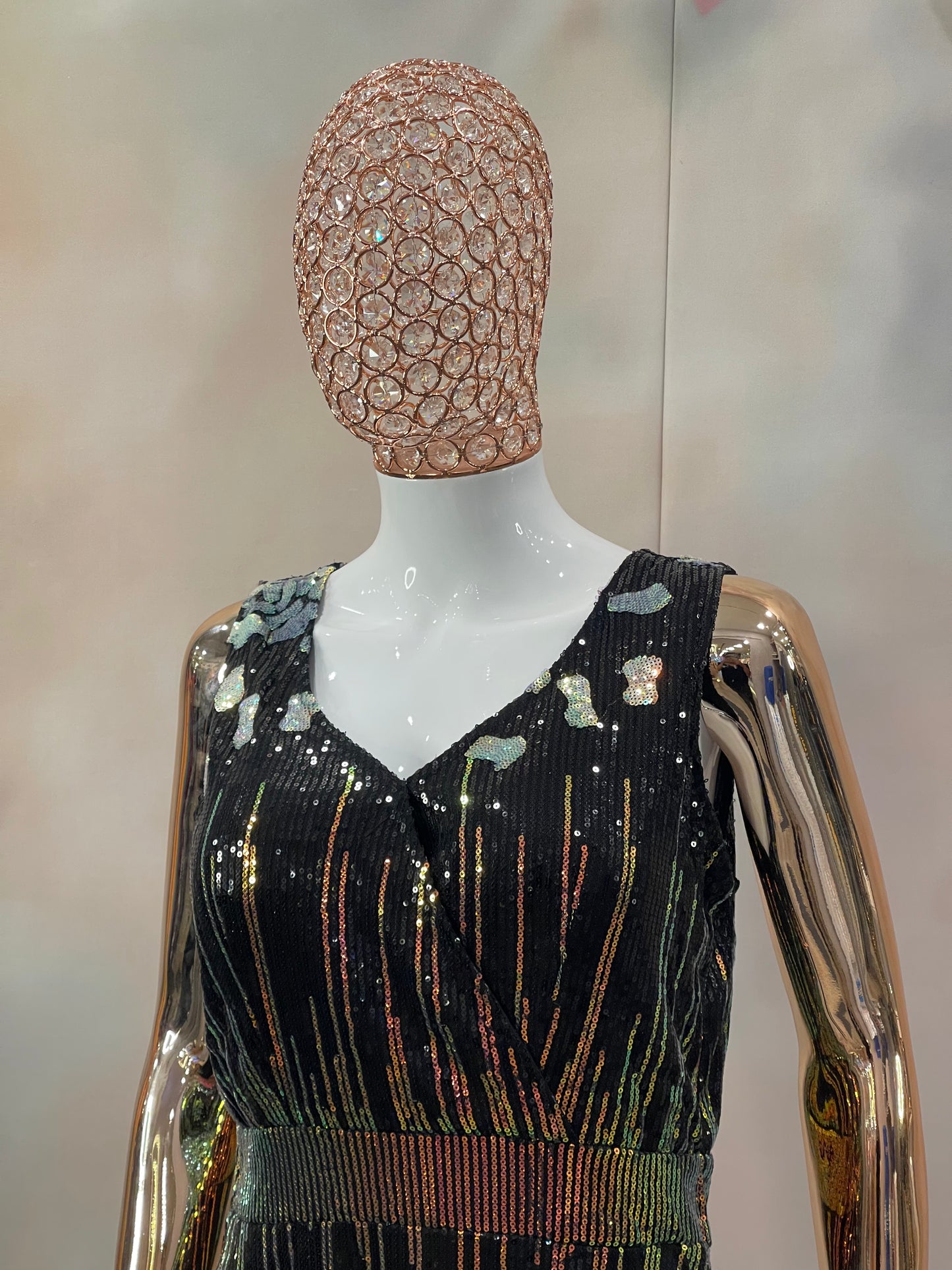 Radiant Bloom – Black Sequin Cocktail Dress