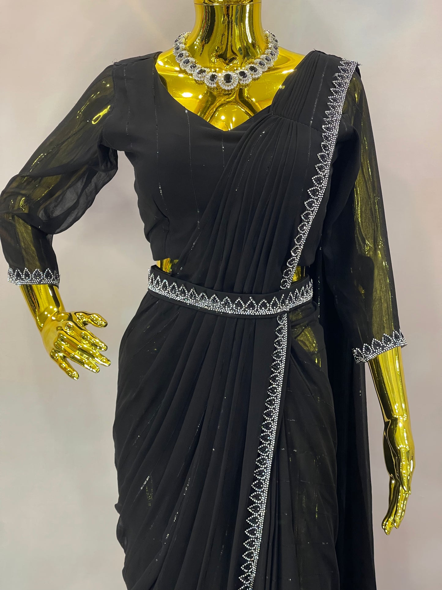 Midnight Spark – Black Embellished Saree