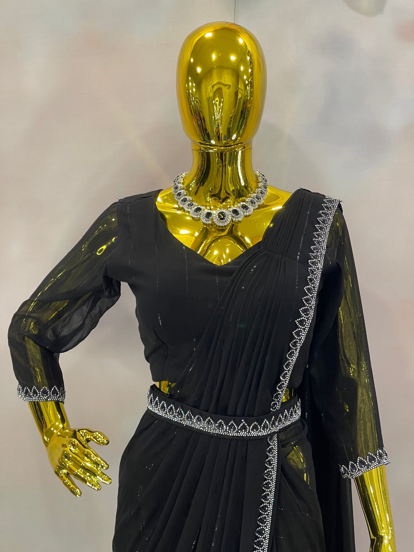 Midnight Spark – Black Embellished Saree