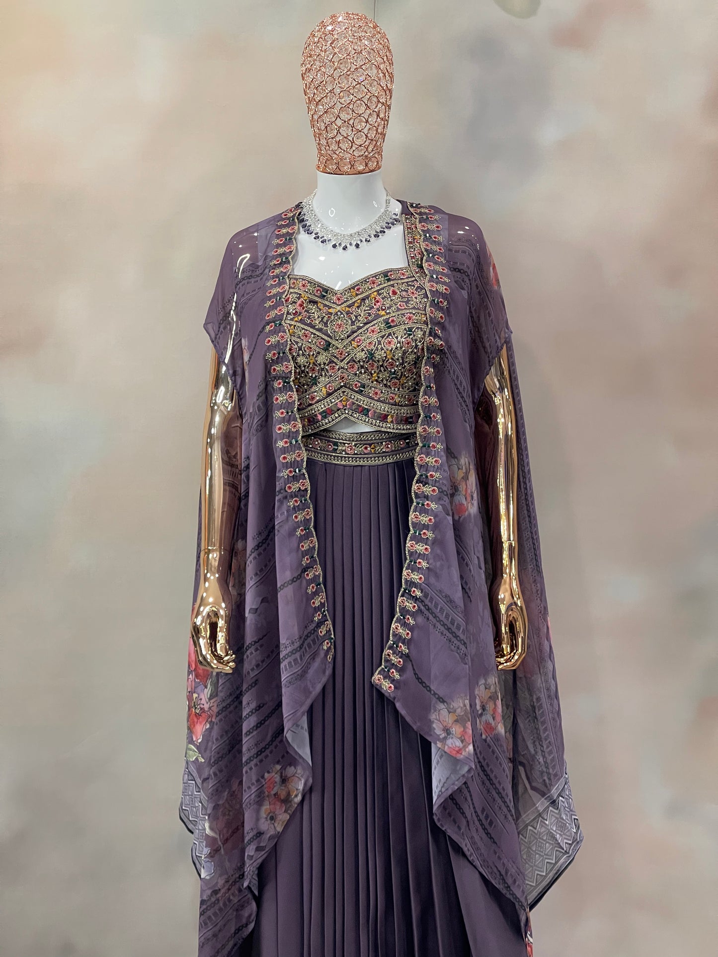 Plum Radiance – Embroidered Indo-Western Set