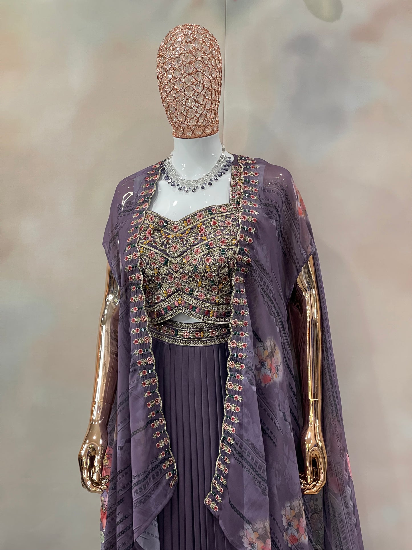 Plum Radiance – Embroidered Indo-Western Set