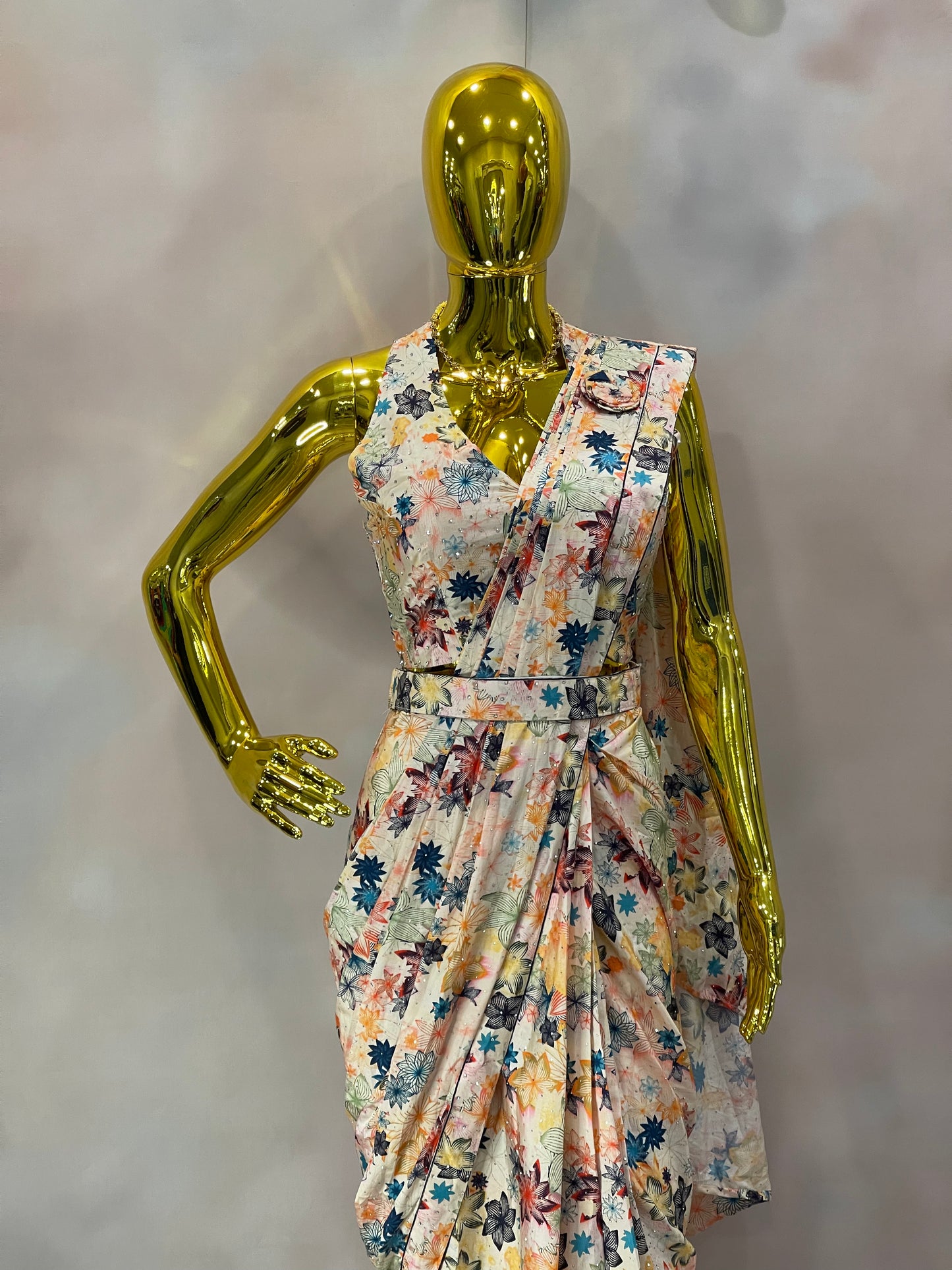 Blossom Glow – Pastel Floral Saree