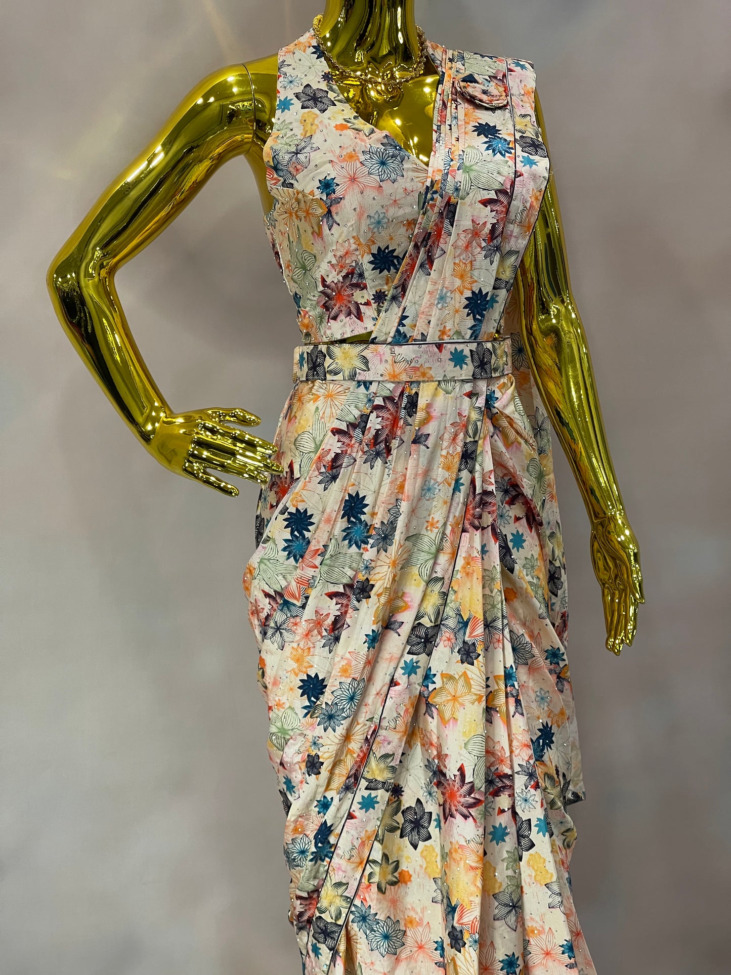Blossom Glow – Pastel Floral Saree