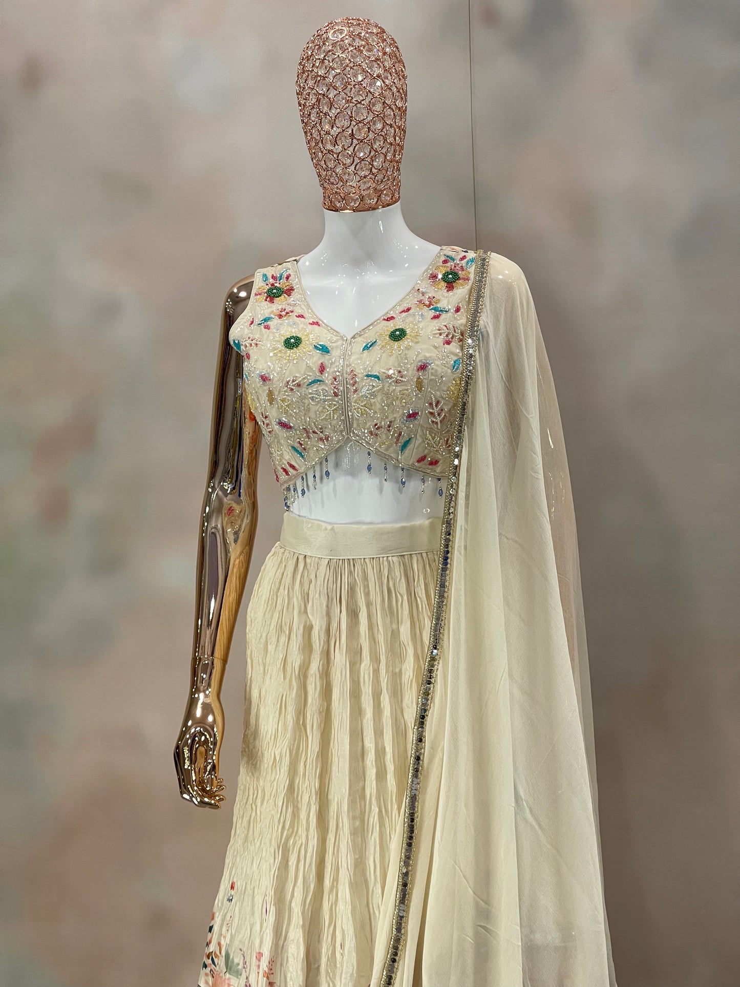 Ivory Blossom – Floral Embroidered Lehenga Set