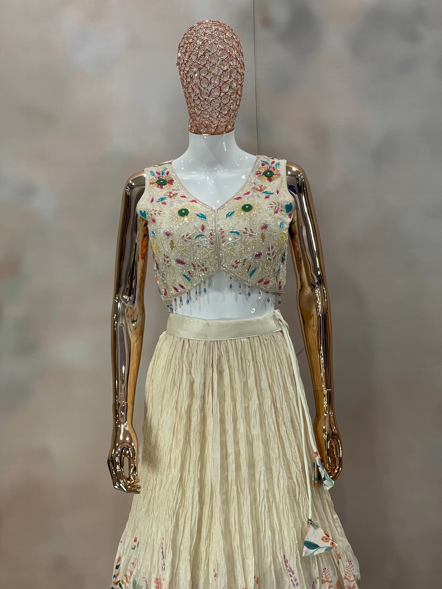 Ivory Blossom – Floral Embroidered Lehenga Set