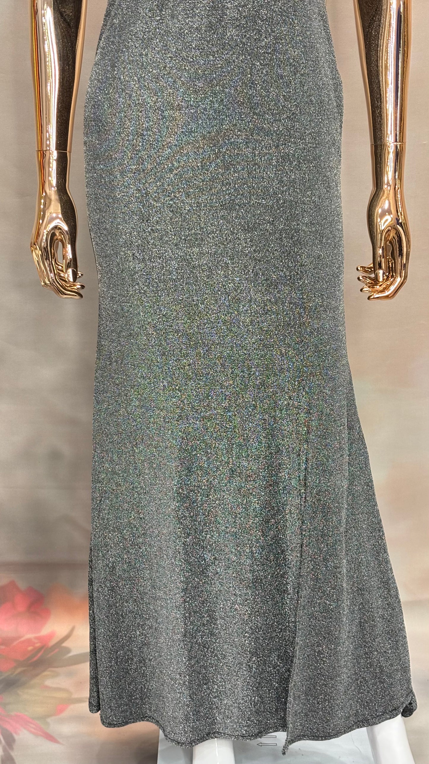 Midnight Silver Sparkle Gown: Glamorous Evening Wear