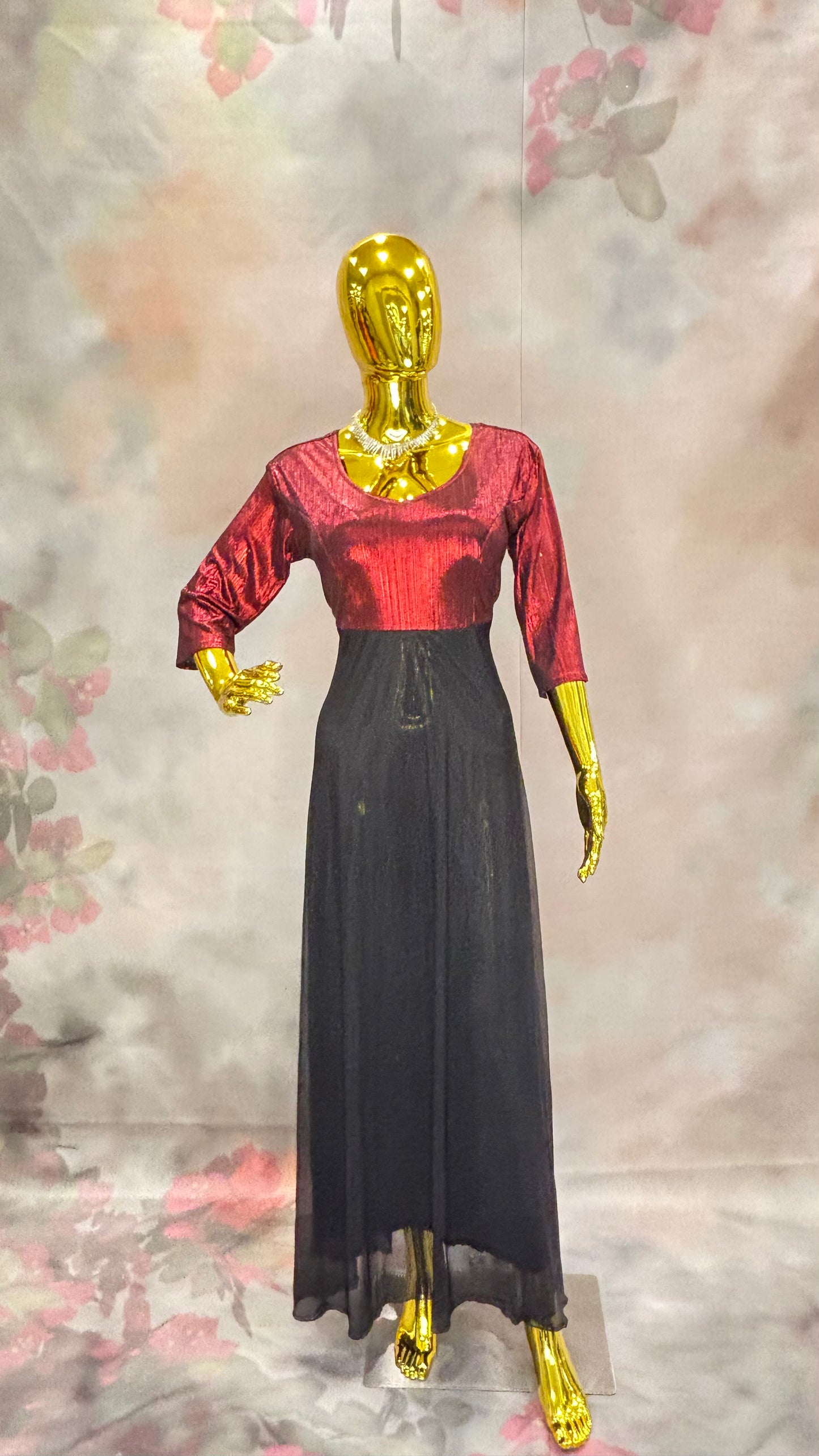 Crimson Noir – Red & Black Indo-Western Gown with Sheer Skirt