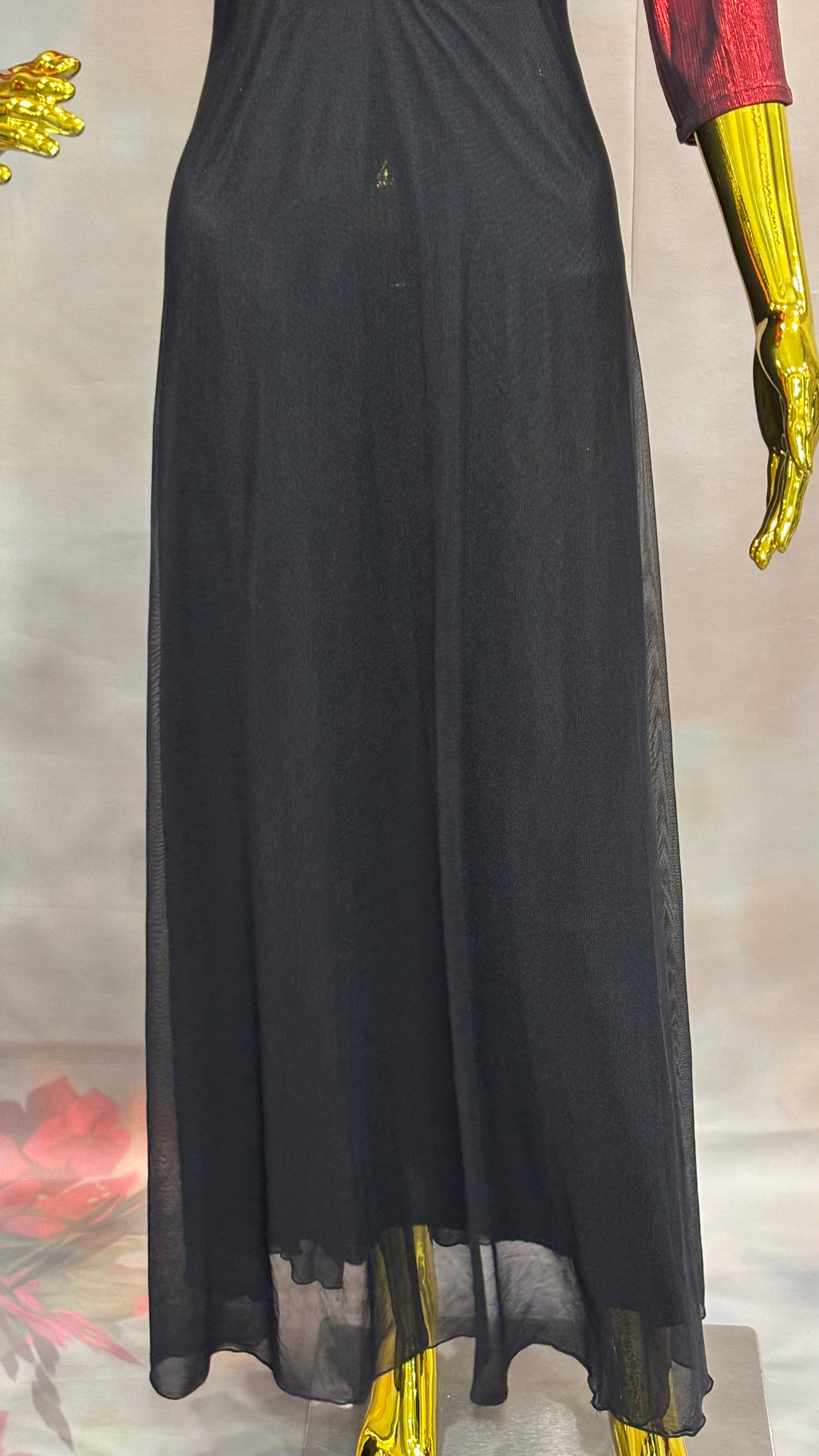 Crimson Noir – Red & Black Indo-Western Gown with Sheer Skirt