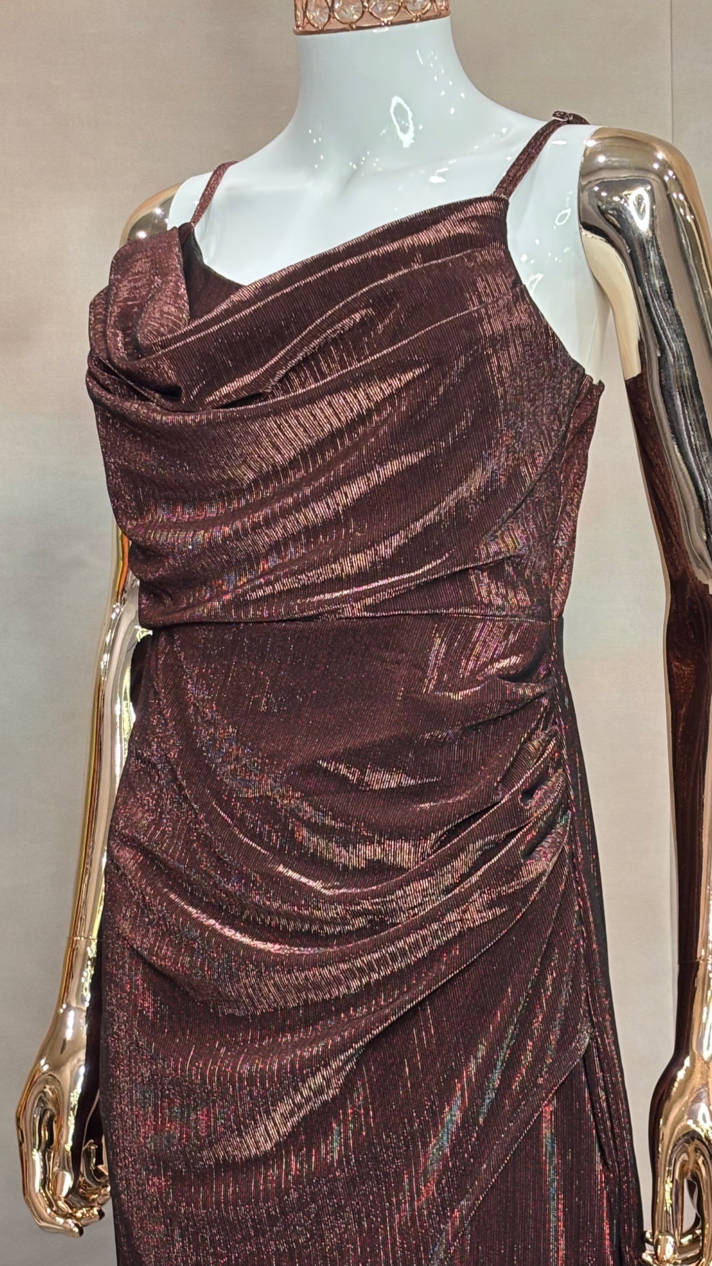 Velvet Ember – Wine Drape Slit Gown