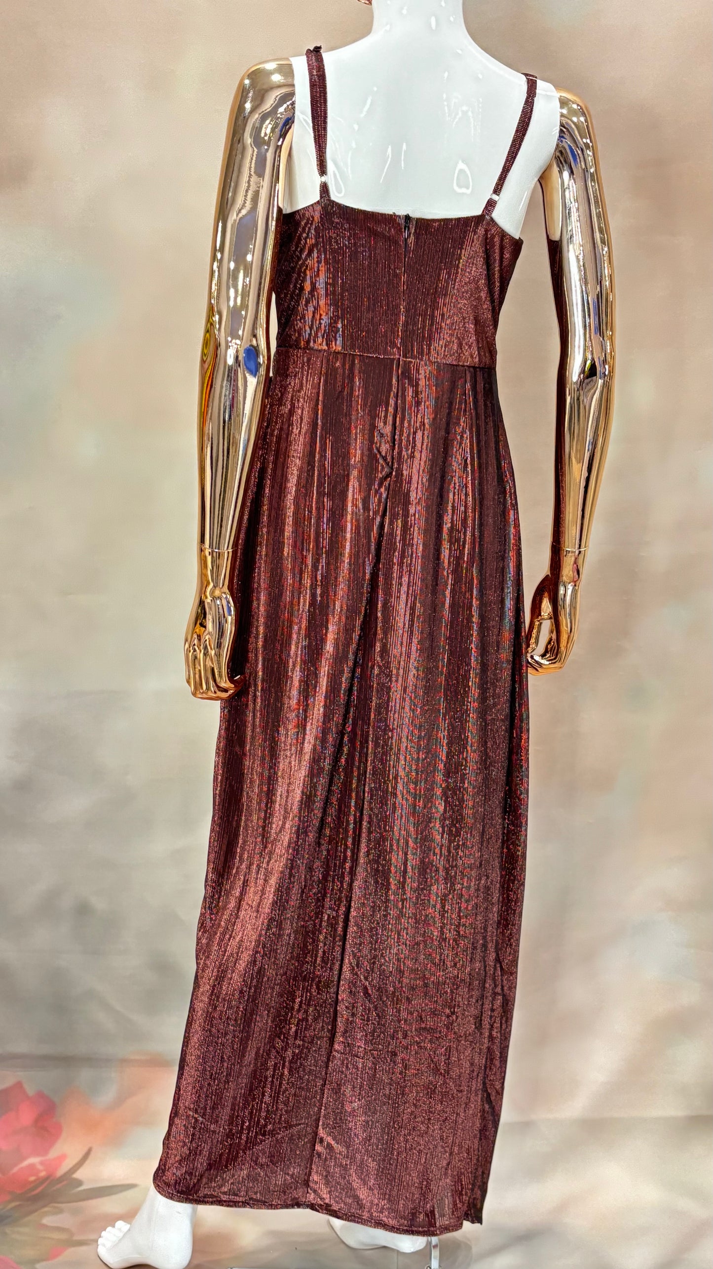 Velvet Ember – Wine Drape Slit Gown
