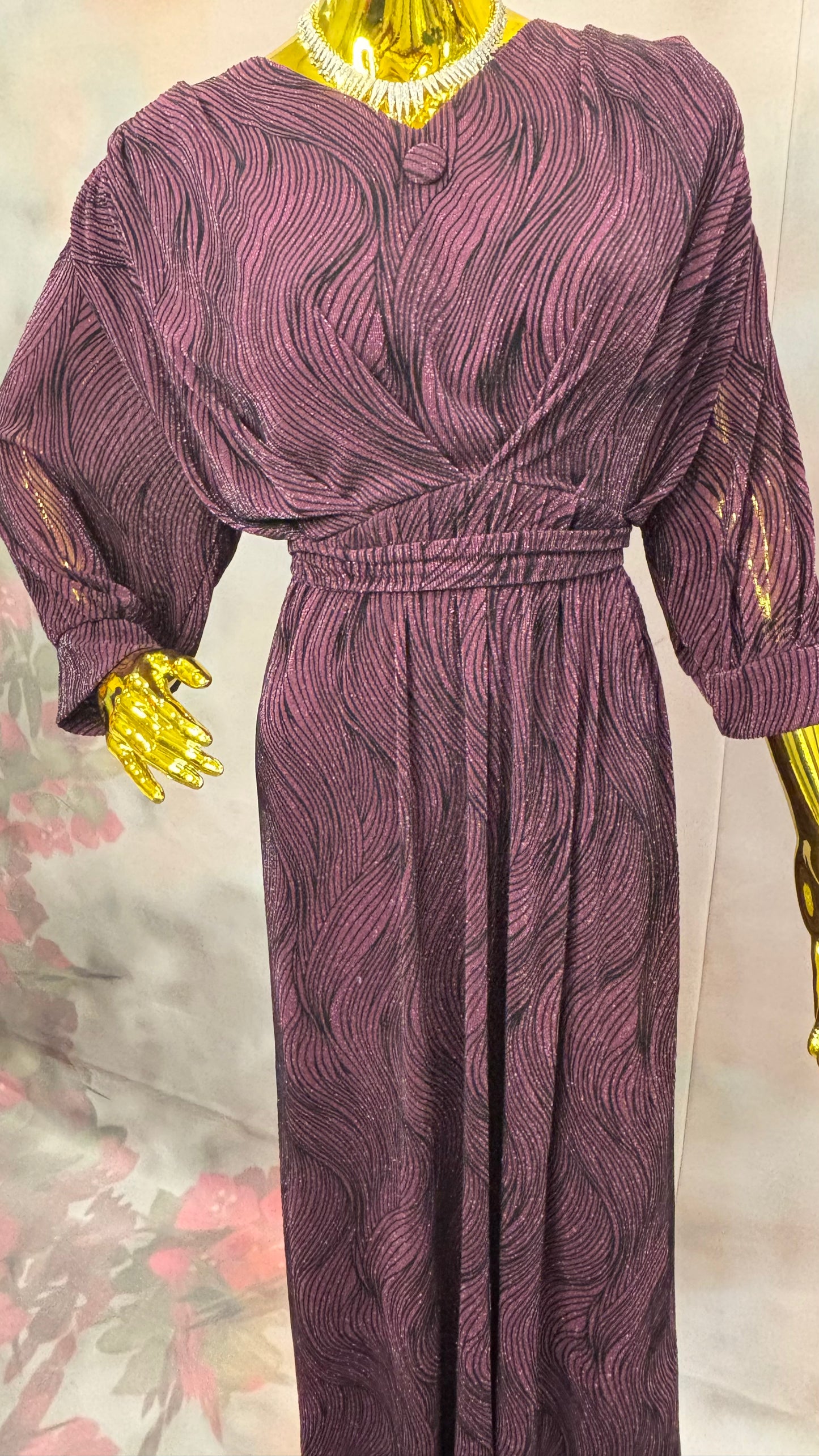 Plum Whirl Textured Gown: Elegant Evening Drape