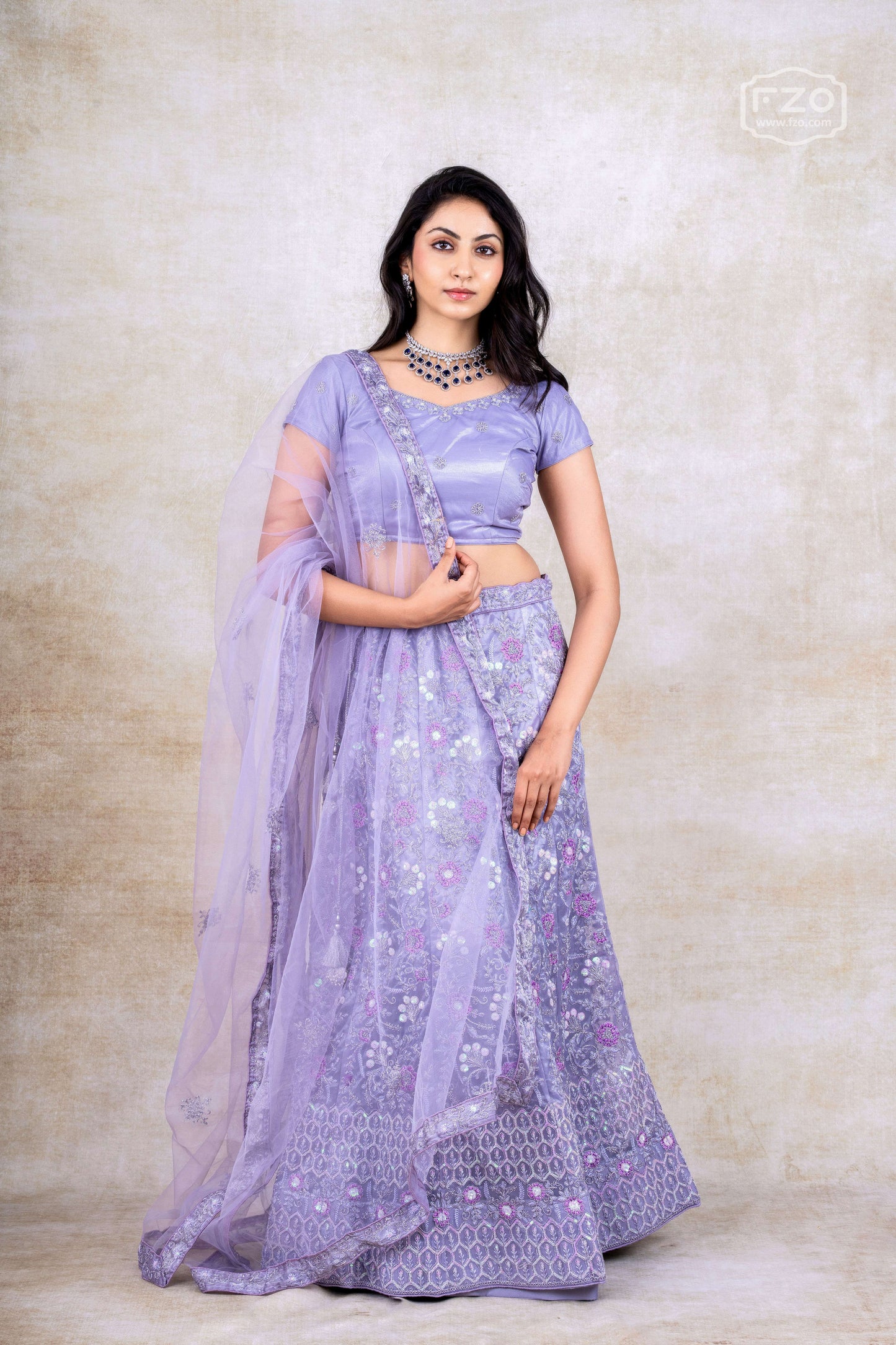 Lavender Embroidered Lehenga Set – Rent Designer Partywear Lehenga