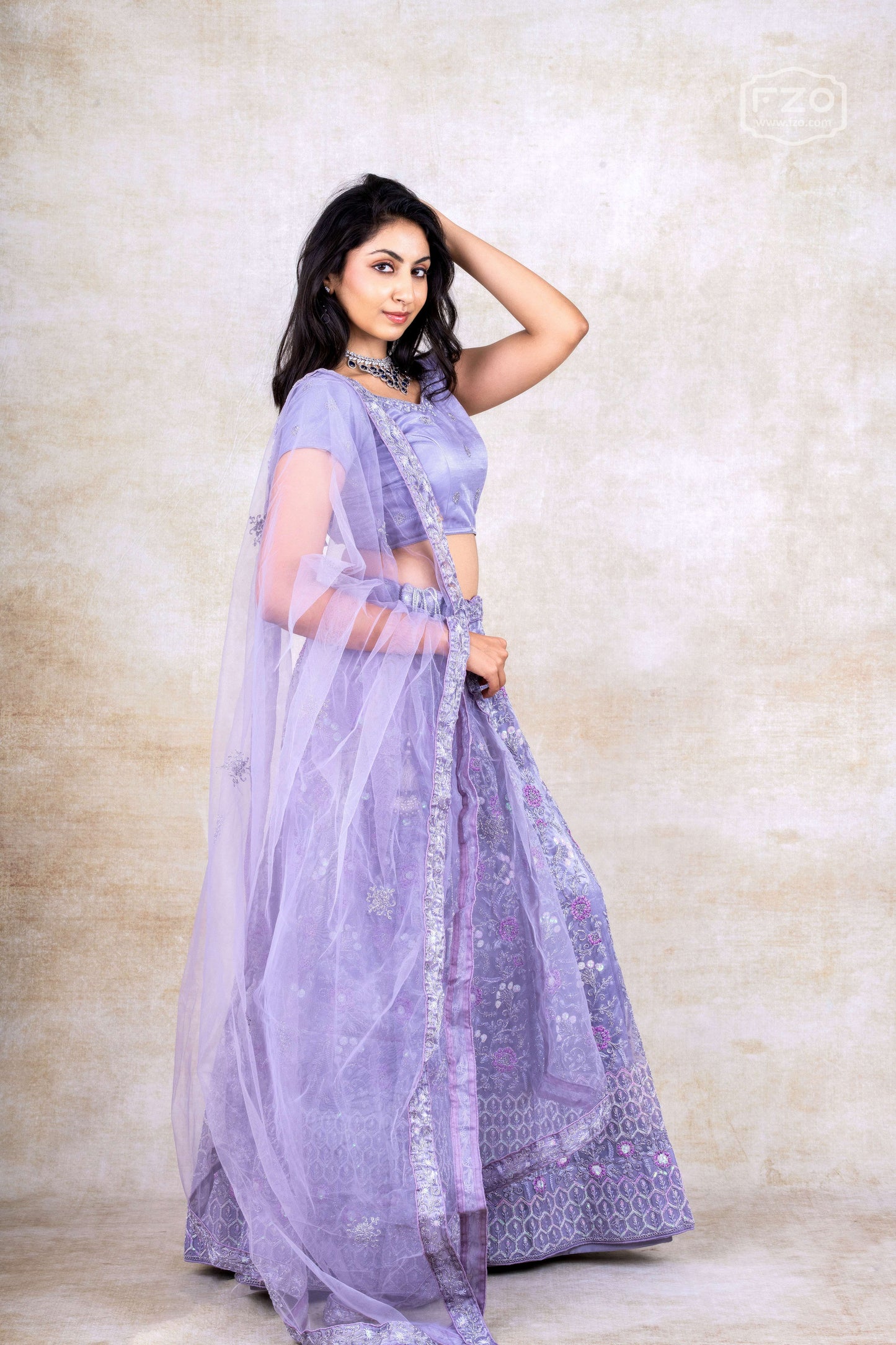 Lavender Embroidered Lehenga Set – Rent Designer Partywear Lehenga