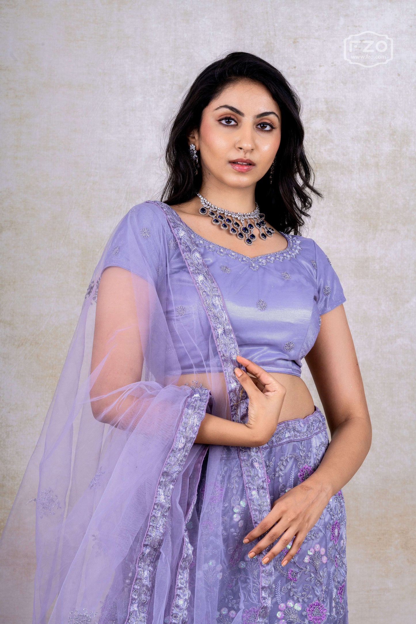 Lavender Embroidered Lehenga Set – Rent Designer Partywear Lehenga