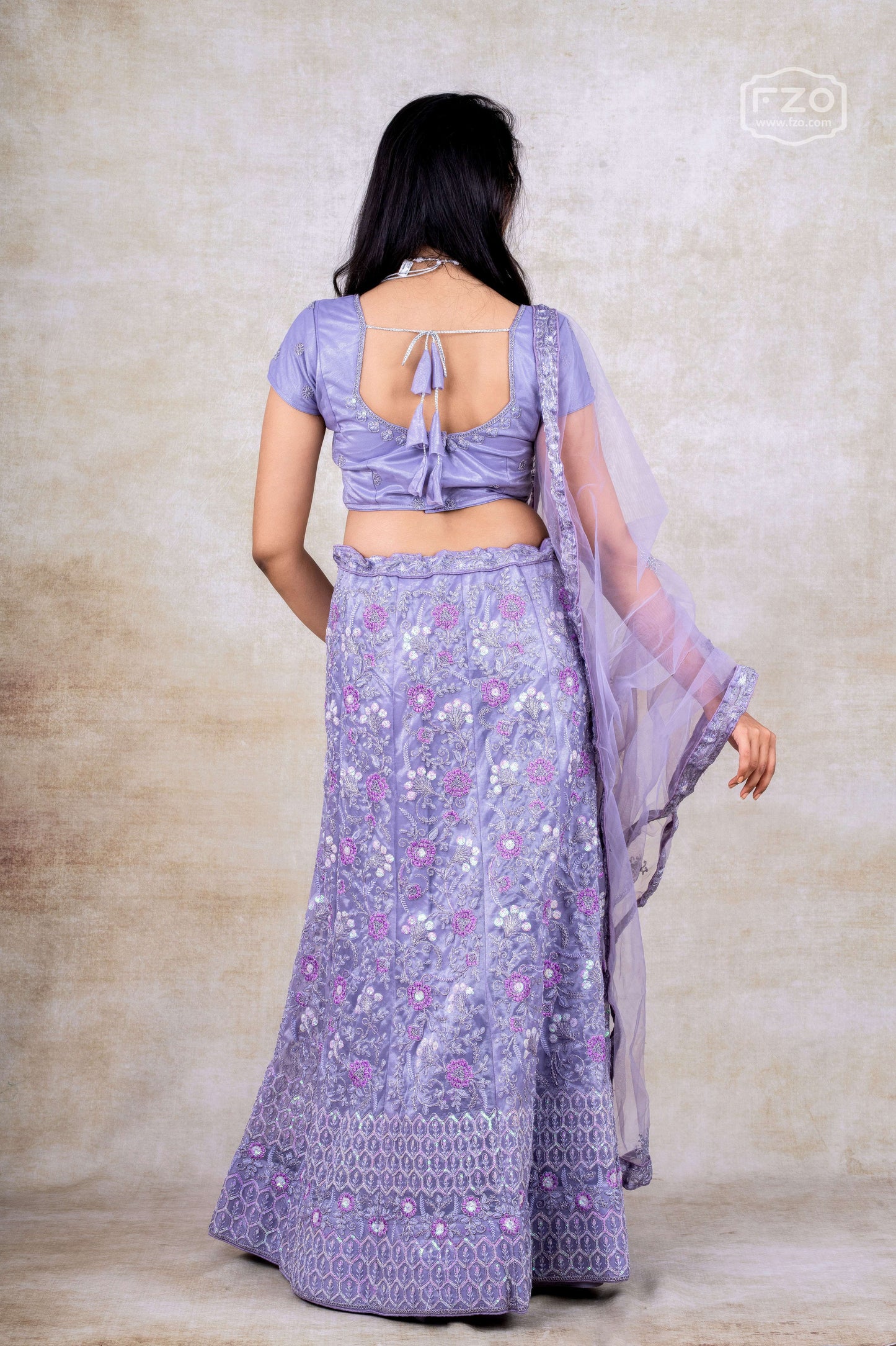 Lavender Embroidered Lehenga Set – Rent Designer Partywear Lehenga