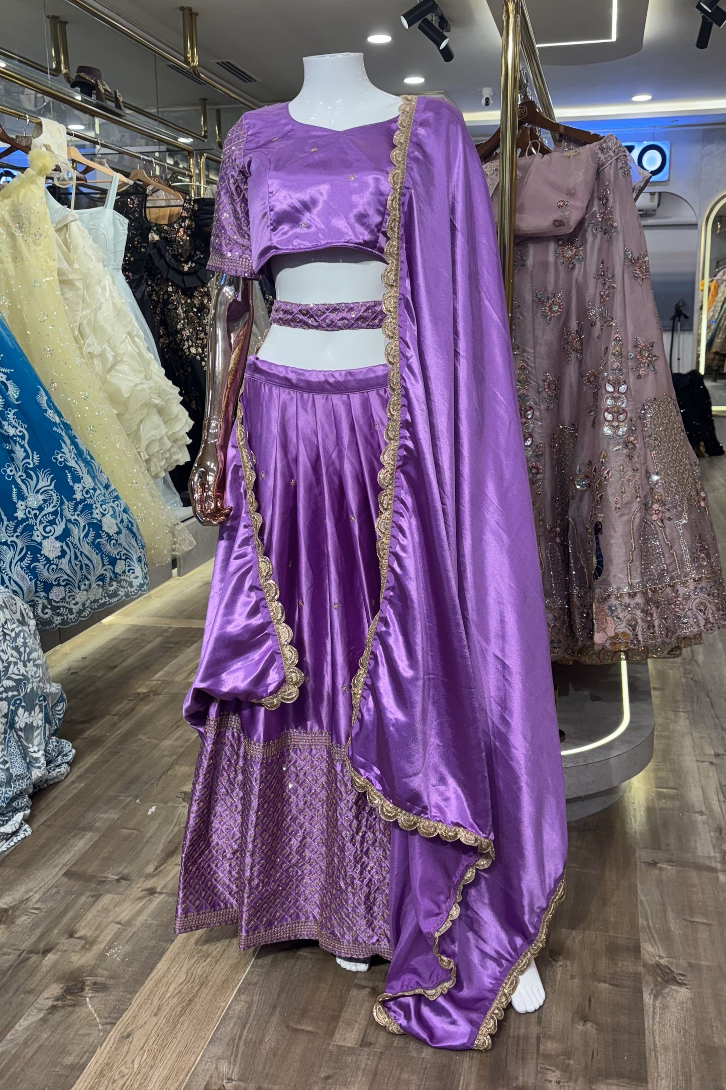 Royal Bloom – Purple Silk Lehenga Set