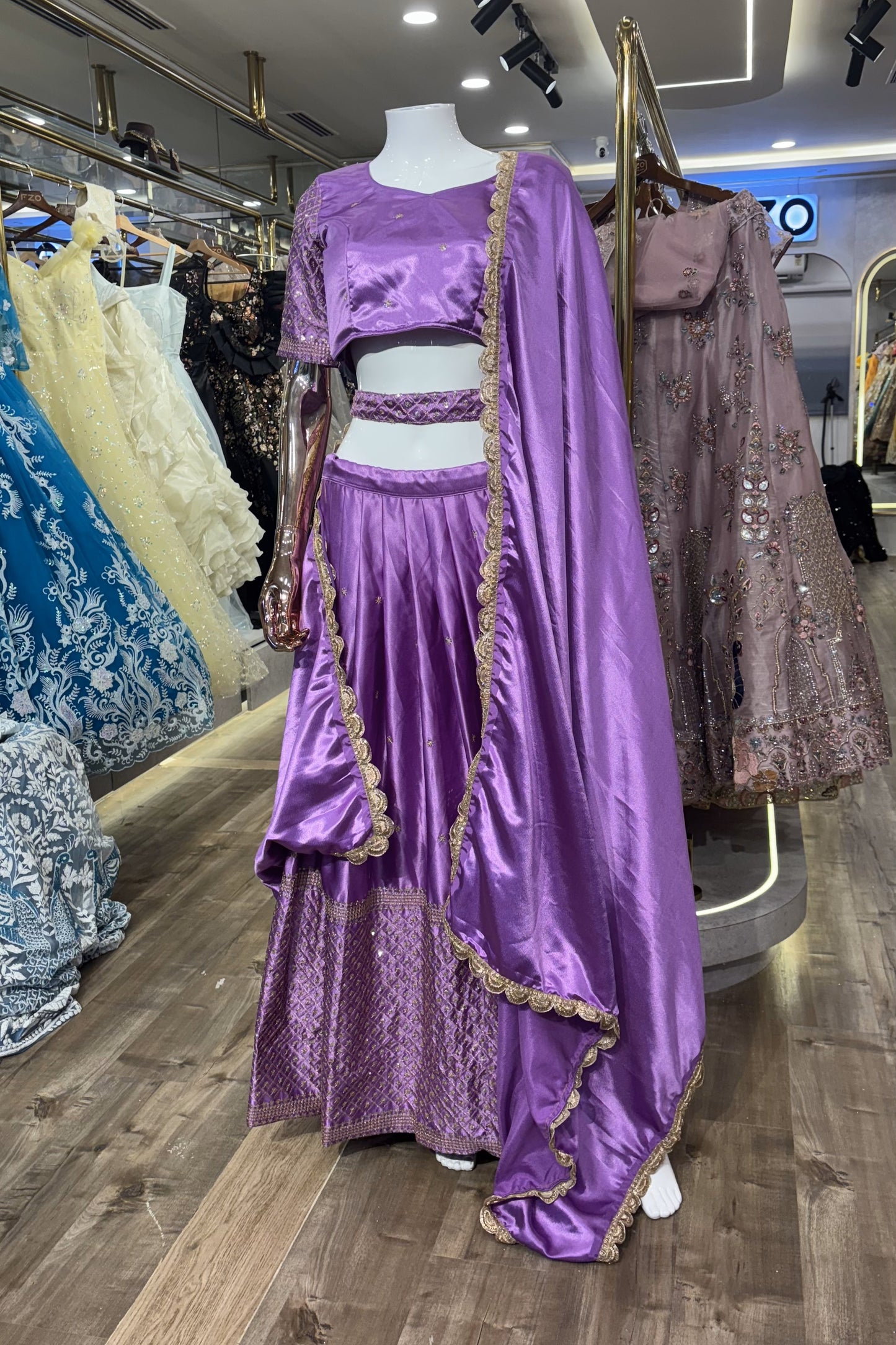 Royal Bloom – Purple Silk Lehenga Set