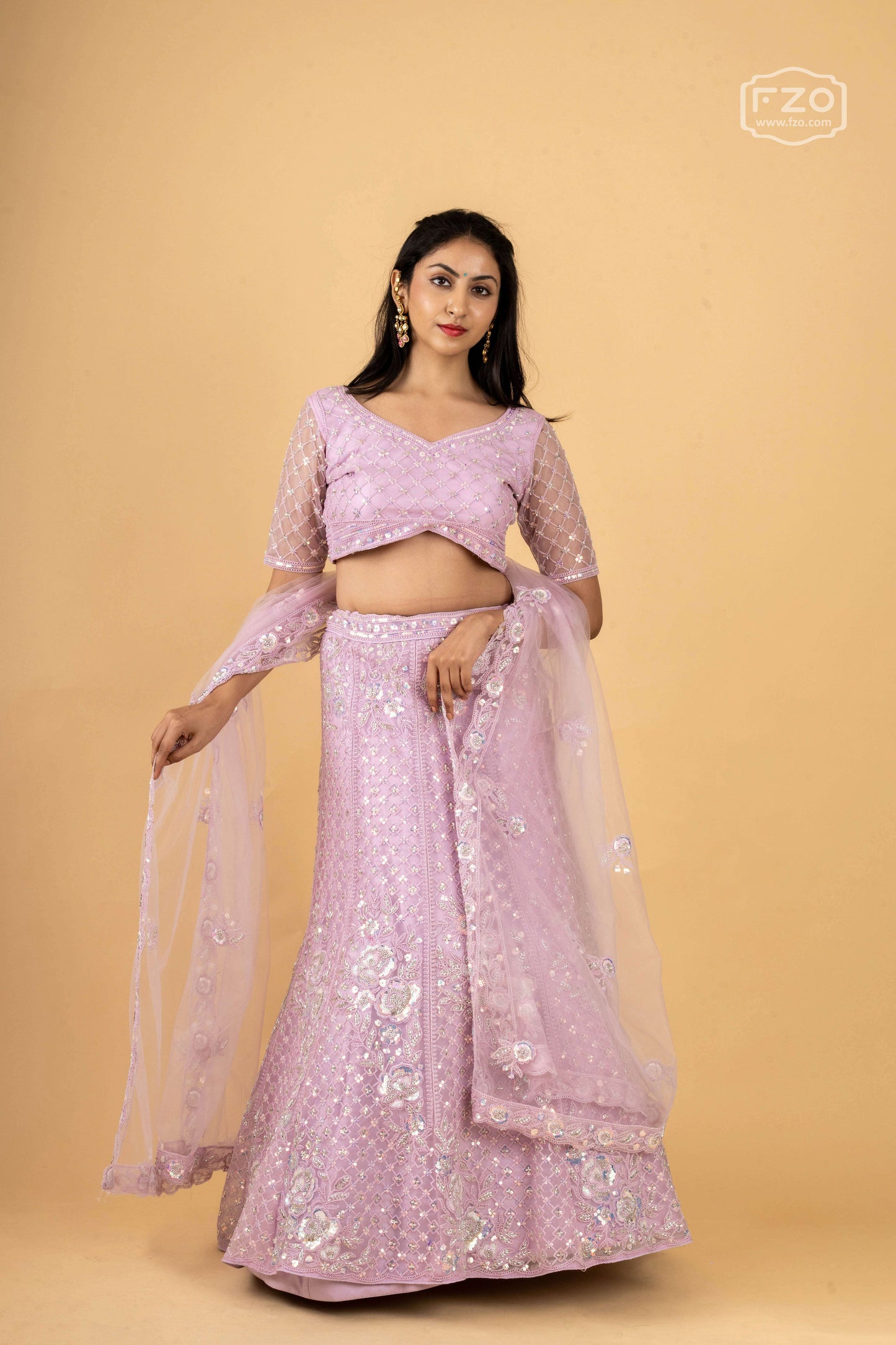 Lilac Gleam – Light Purple Sequin Lehenga Set