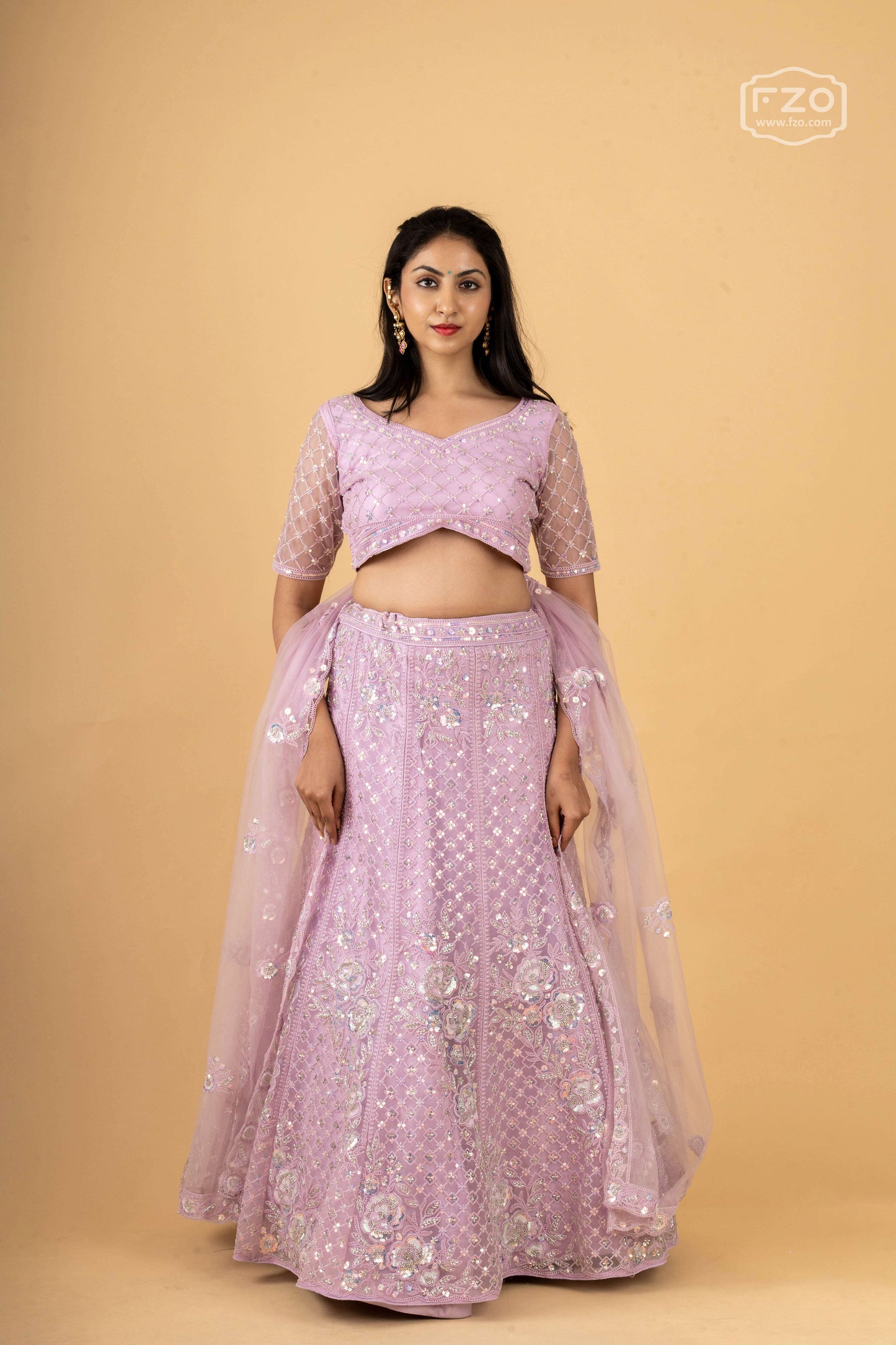 Lilac Gleam – Light Purple Sequin Lehenga Set