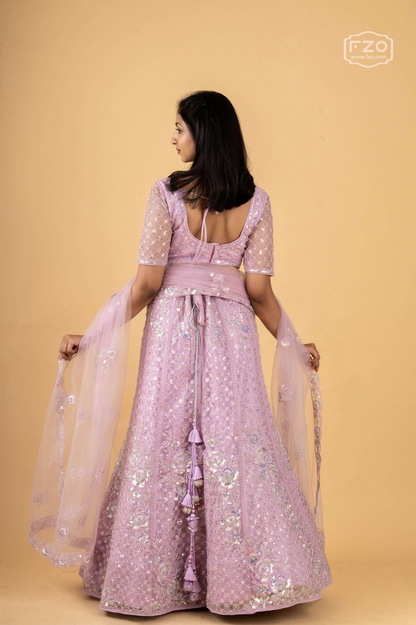 Lilac Gleam – Light Purple Sequin Lehenga Set