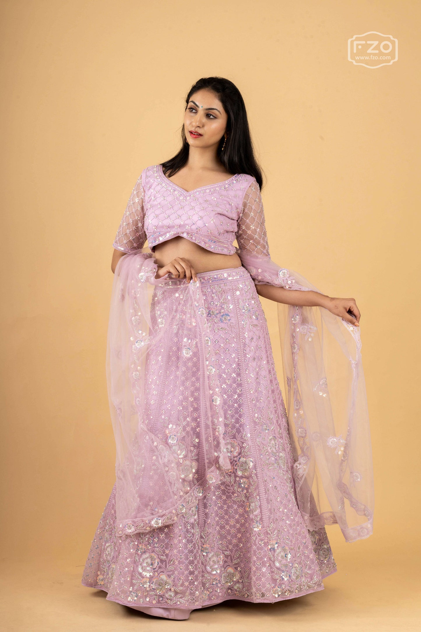 Lilac Gleam – Light Purple Sequin Lehenga Set