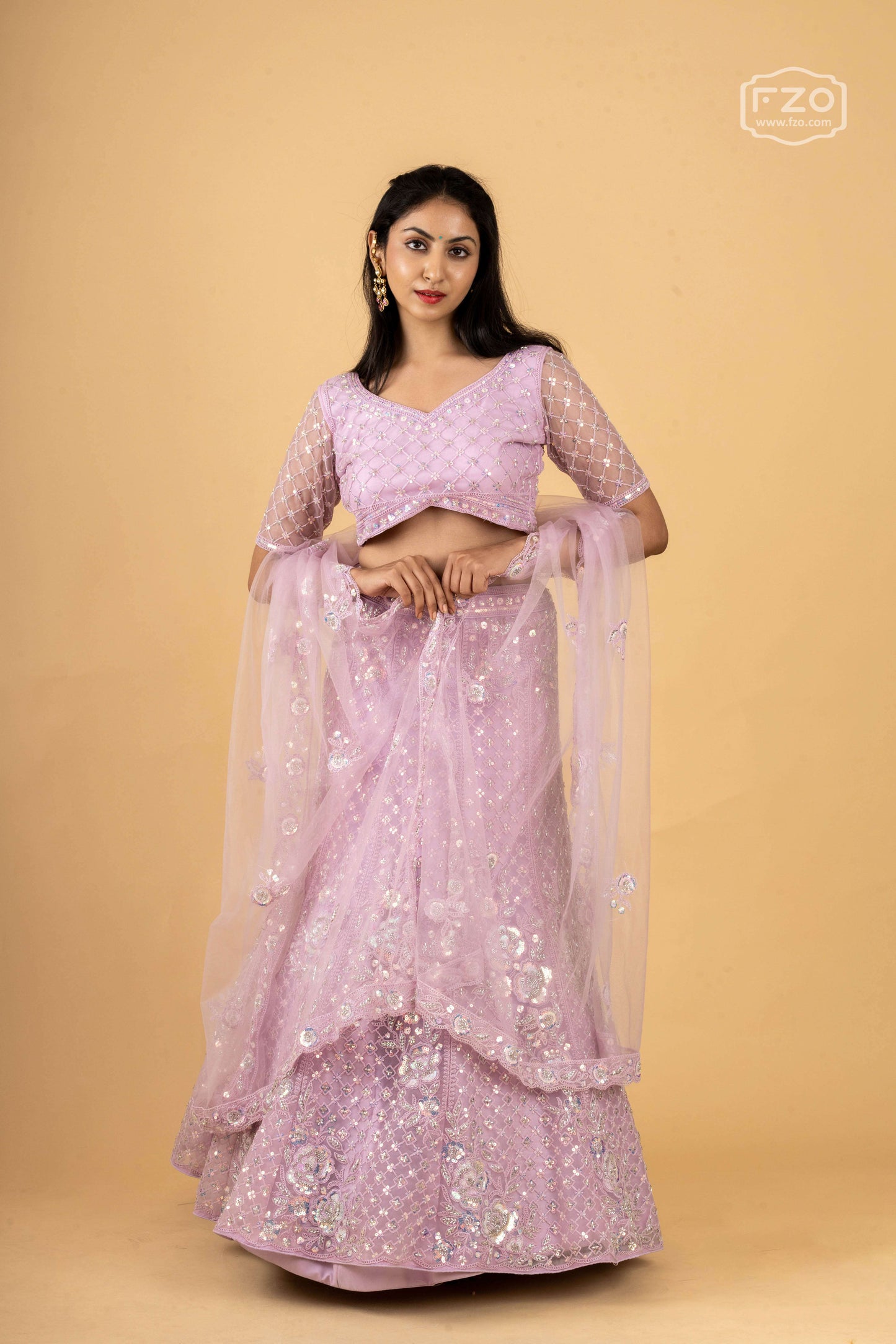 Lilac Gleam – Light Purple Sequin Lehenga Set