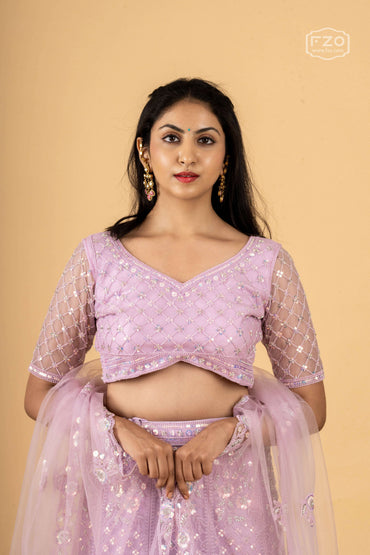 Lilac Gleam – Light Purple Sequin Lehenga Set