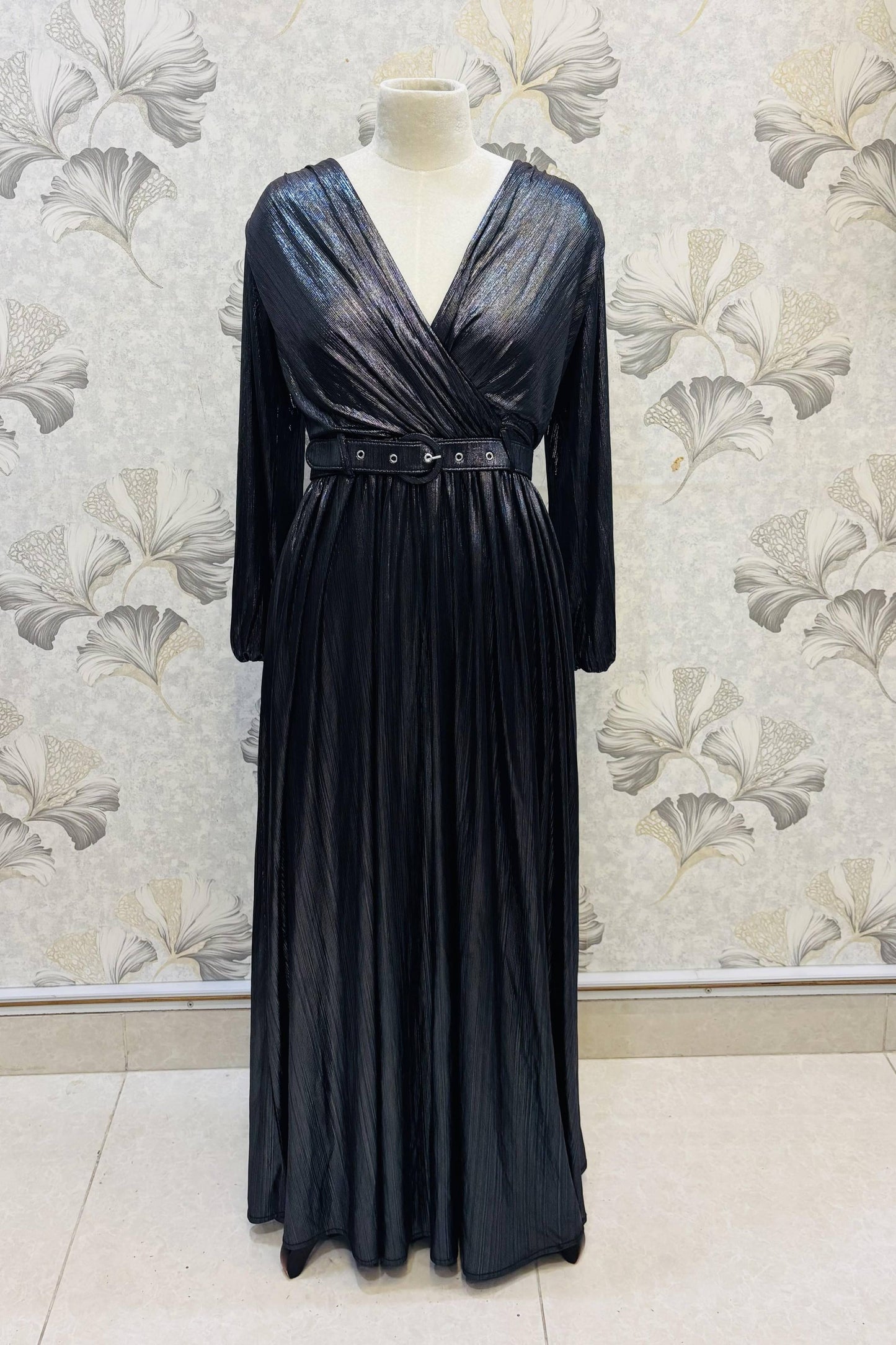 Midnight Elegance Metallic Gown