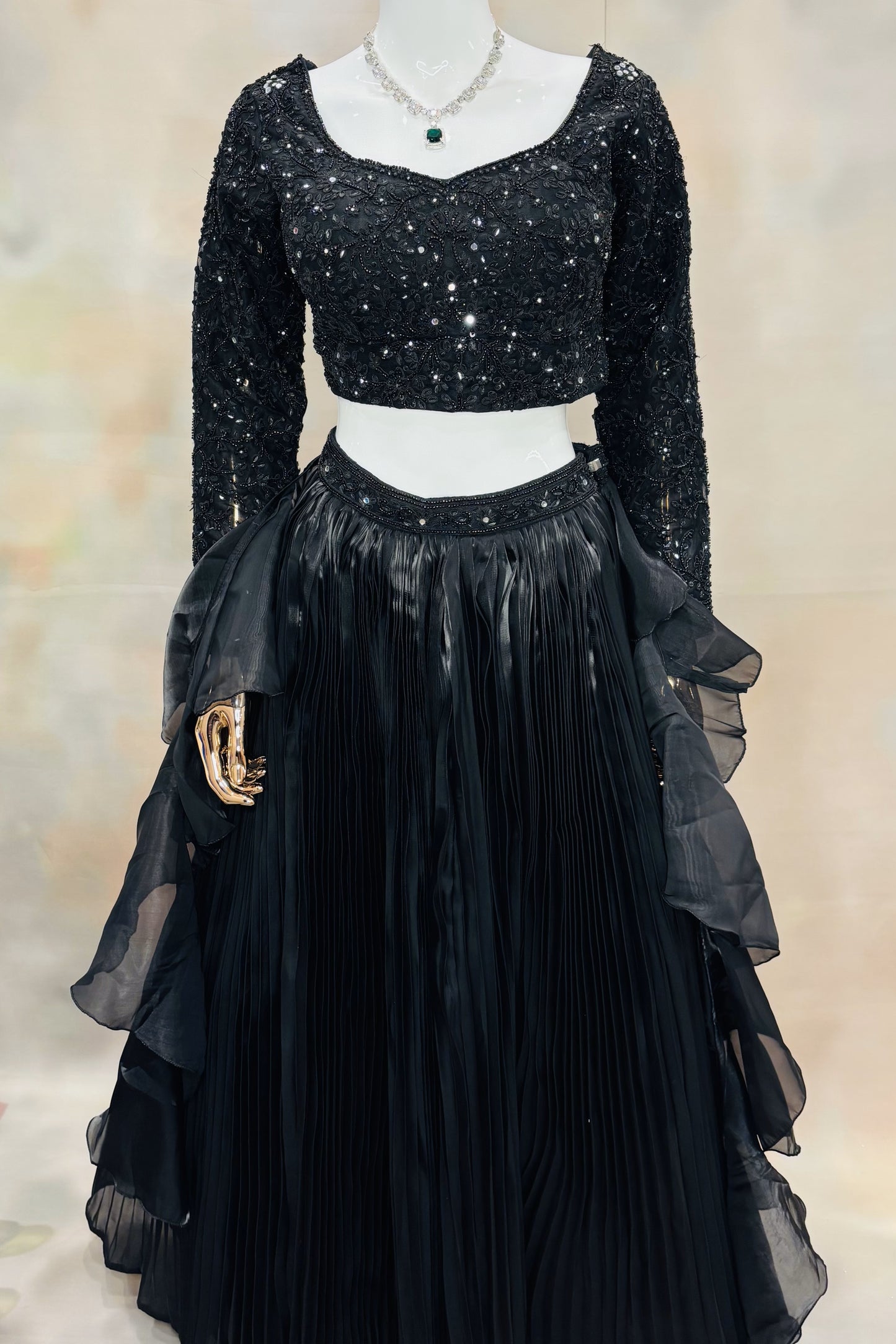 Midnight Black Sequin Lehenga Set